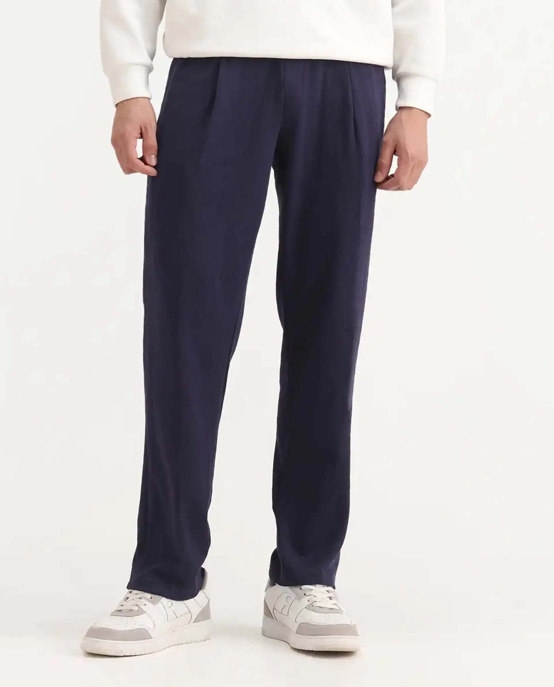 Rare Rabbit Men's Kelo Dark Purple Cotton Blend Plain Regular Fit Trouser - Image 9