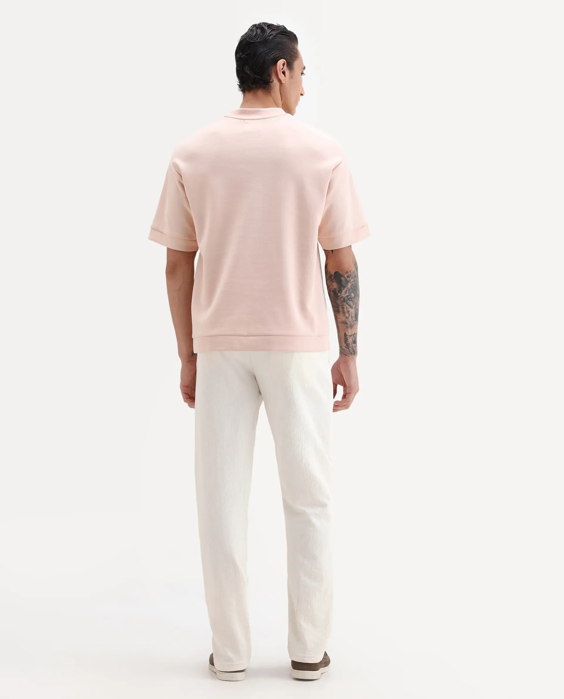 Rare Rabbit Men's Kelo Off White Cotton Blend Plain Regular Fit Trouser - Image 8
