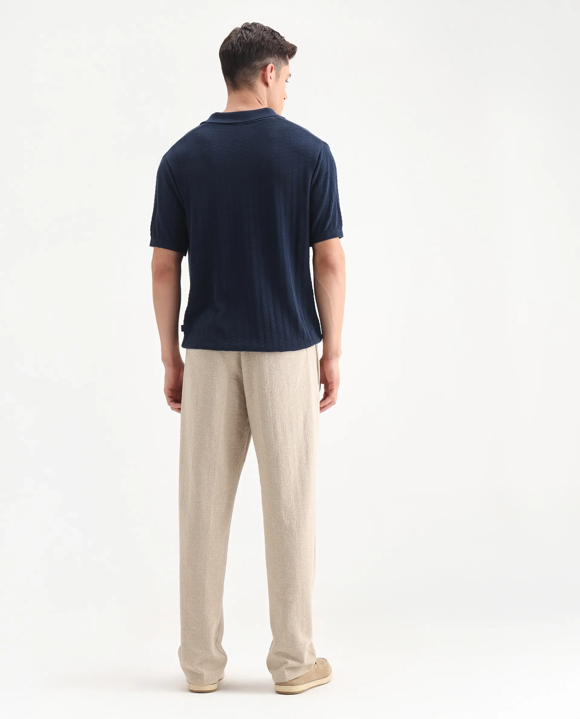 Rare Rabbit Men's Keloe Beige Cotton Blend Plain Relaxed Fit Trouser - Image 8