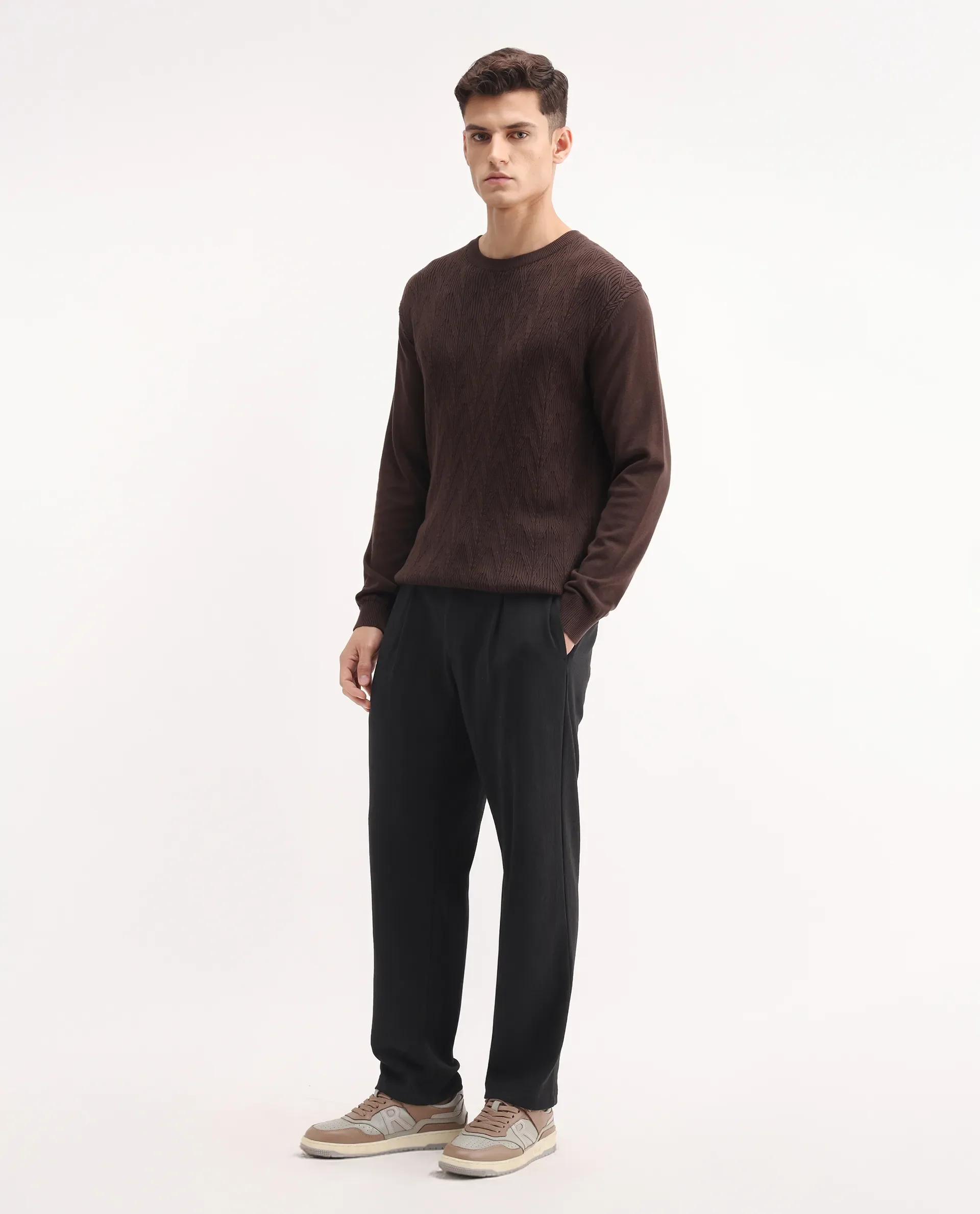Rare Rabbit Men's Keloe Black Cotton Blend Plain Relaxed Fit Trouser - Image 7