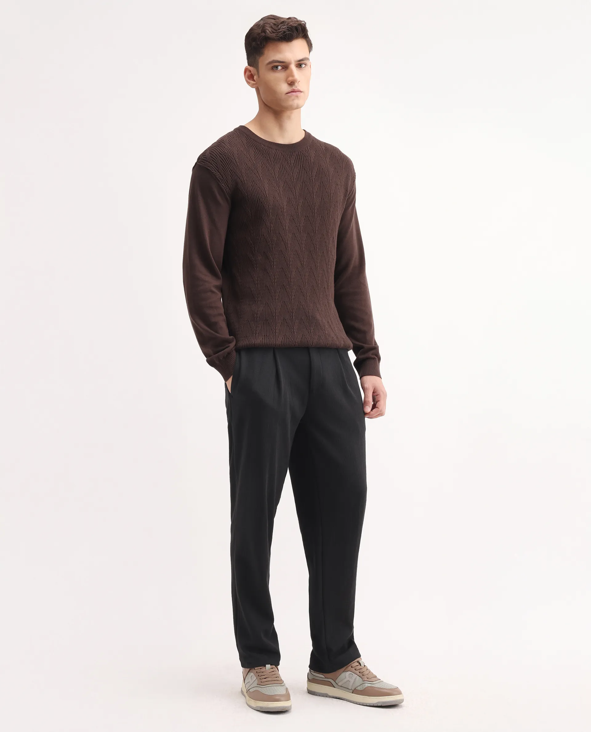 Rare Rabbit Men's Keloe Black Cotton Blend Plain Relaxed Fit Trouser - Image 8