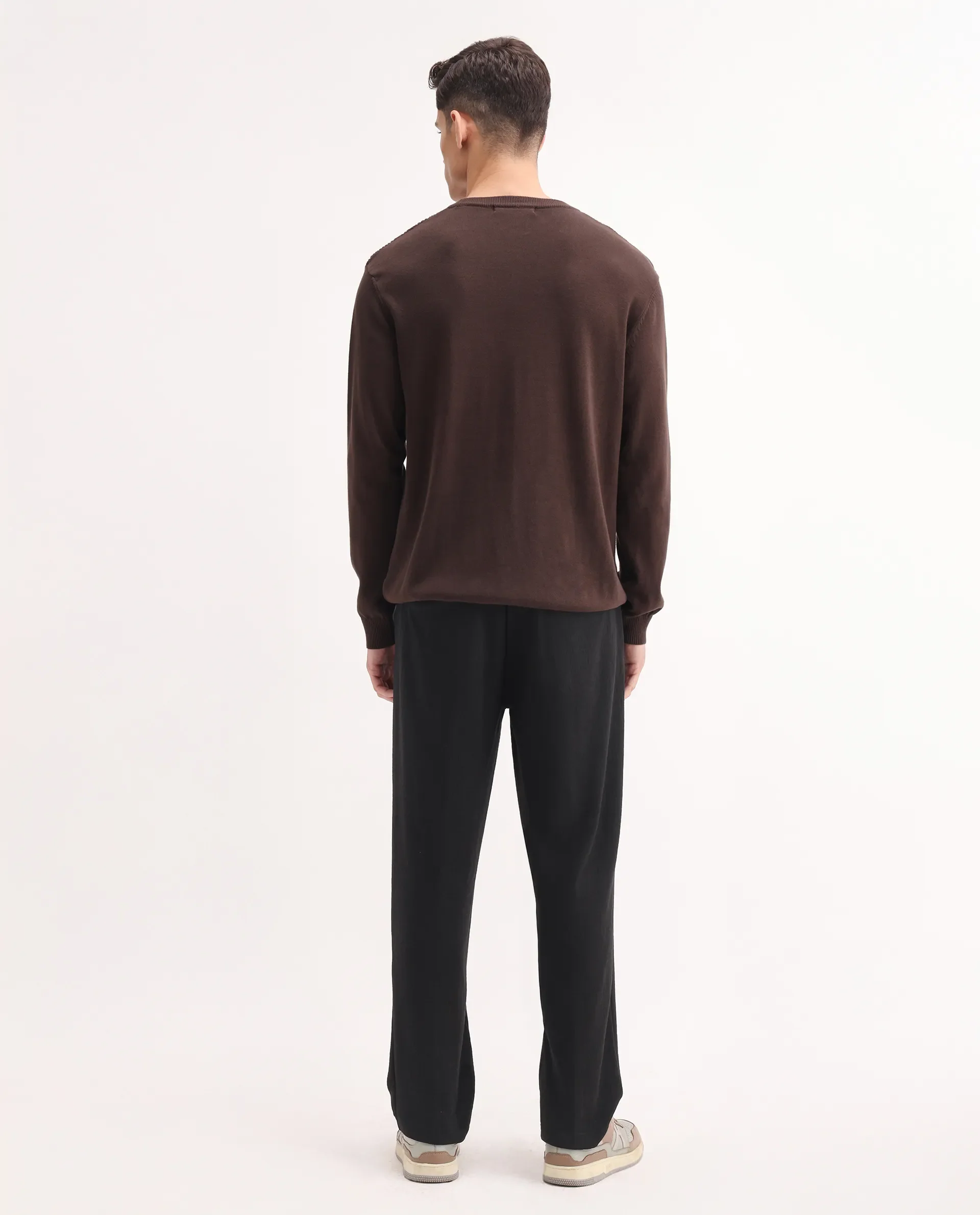 Rare Rabbit Men's Keloe Black Cotton Blend Plain Relaxed Fit Trouser - Image 9