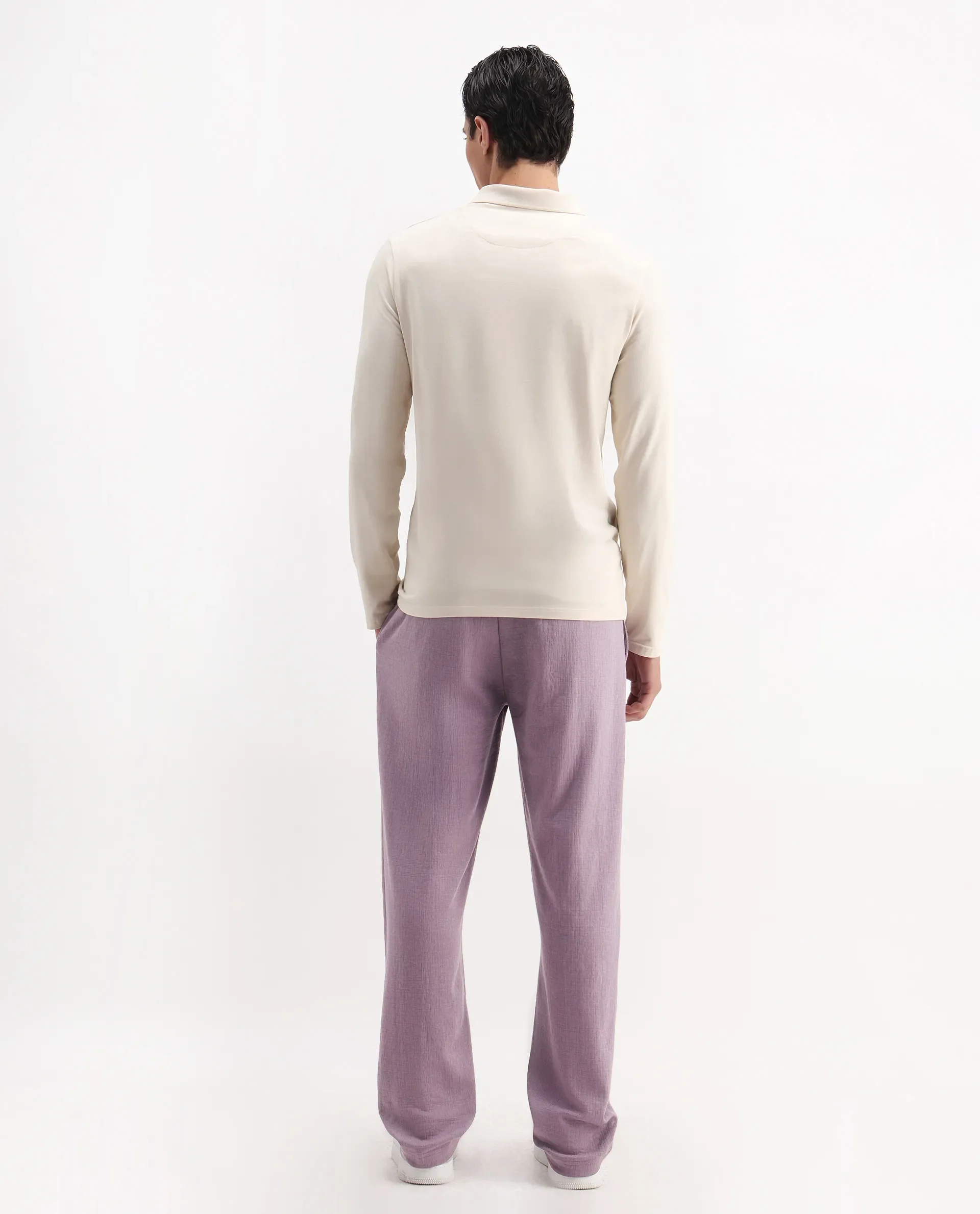 Rare Rabbit Men's Keloe Dusky Purple Cotton Blend Plain Relaxed Fit Trouser - Image 7