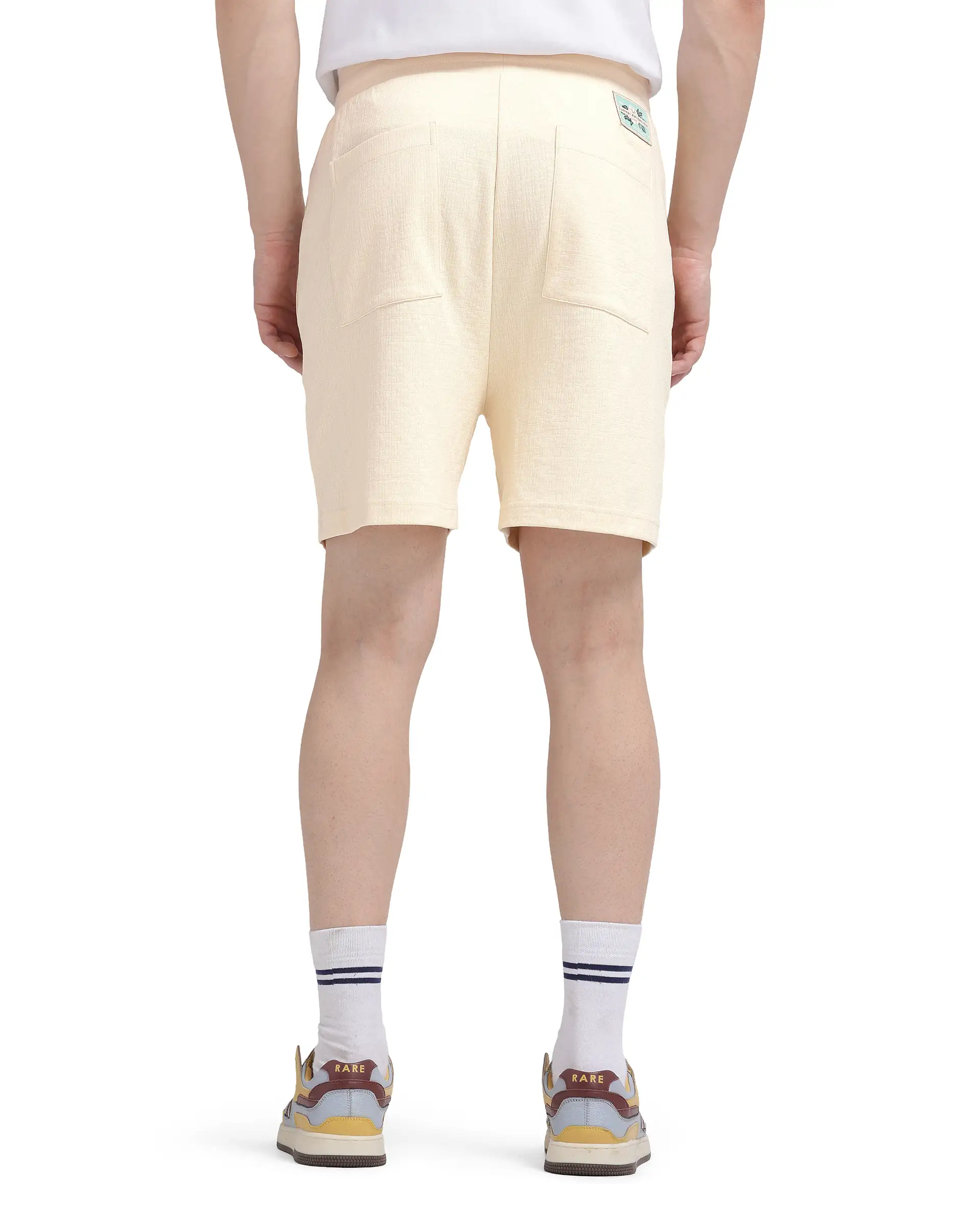 Rare Rabbit Men's Kelor Pastel Yellow Cotton Blend Plain Regular Fit Shorts - Image 6