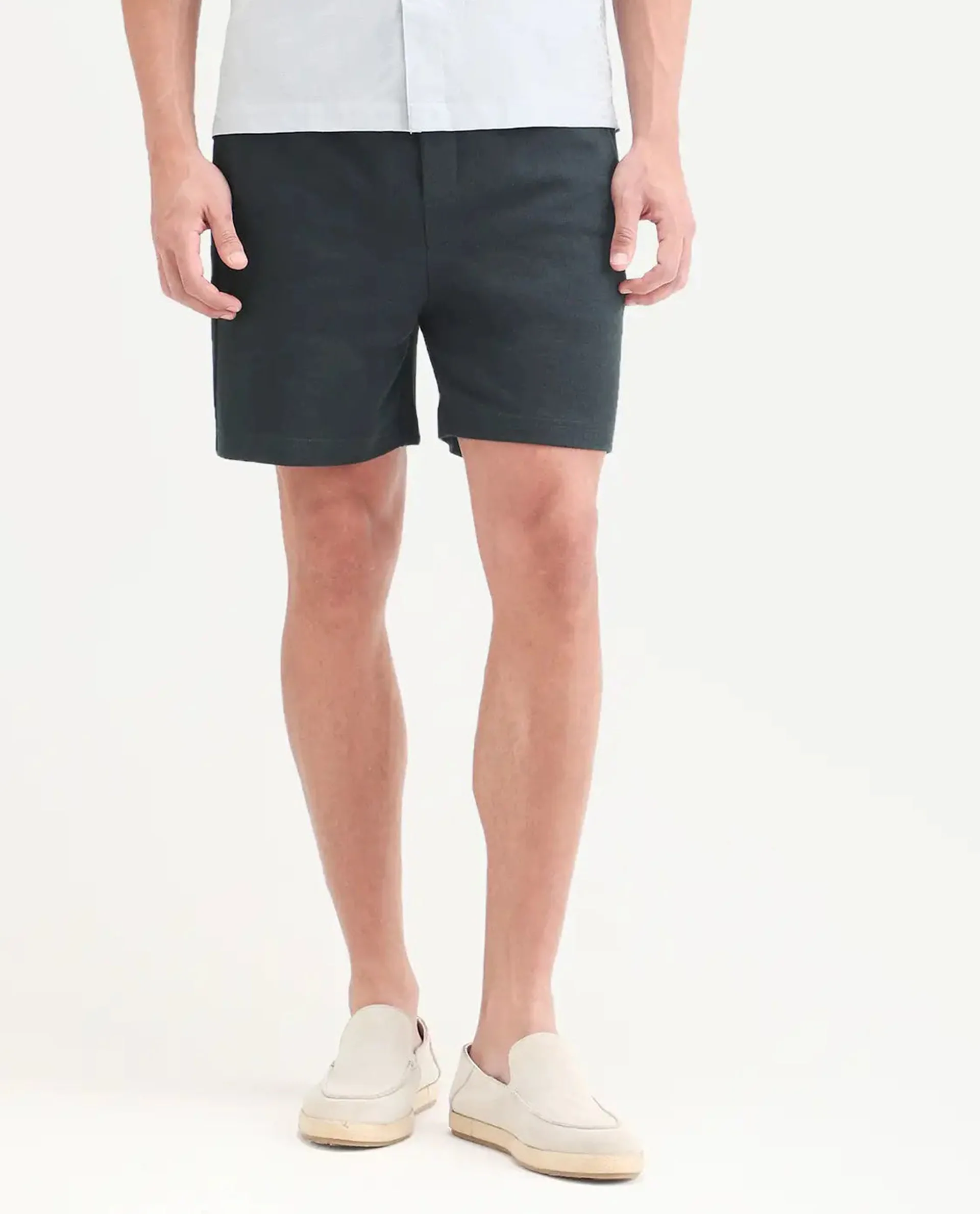 Rare Rabbit Men's Kelos-Sh26 Dark Teal Cotton Blend Fabric Regular Fit Plain Shorts - Image 9