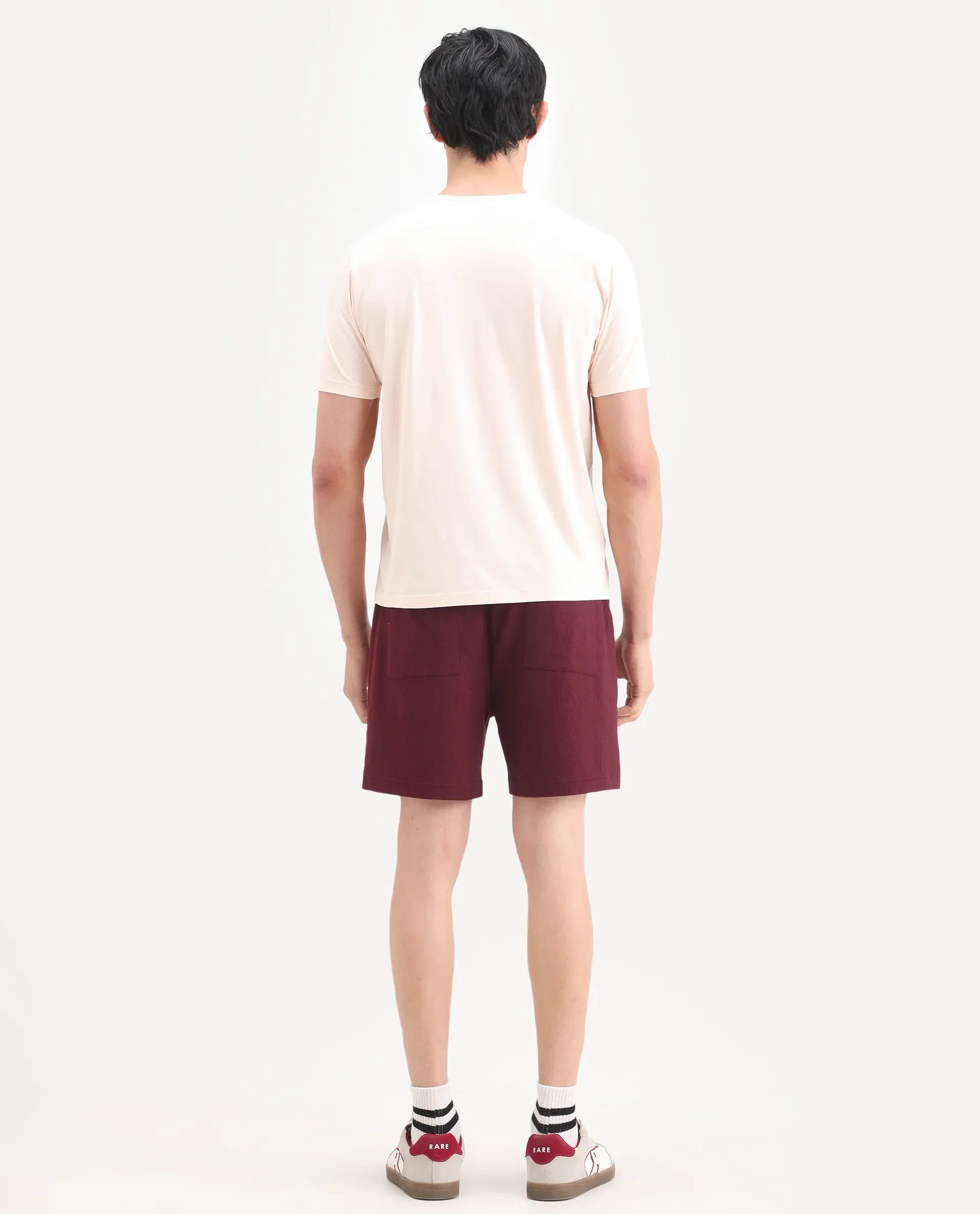 Rare Rabbit Men's Kelos-Sh26 Maroon Cotton Blend Fabric Regular Fit Plain Shorts - Image 7