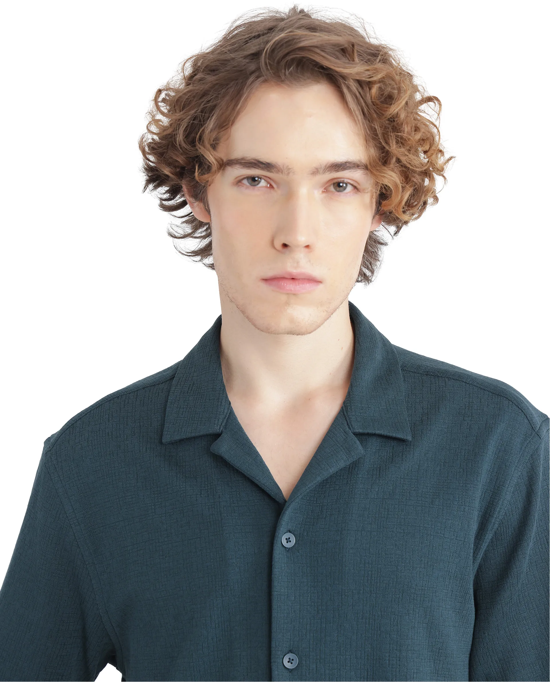 Rare Rabbit Men's Kelos-Ss Dark Green Cotton Blend Plain Boxy Fit Half Sleeve Cuban Collar Shirt - Image 8