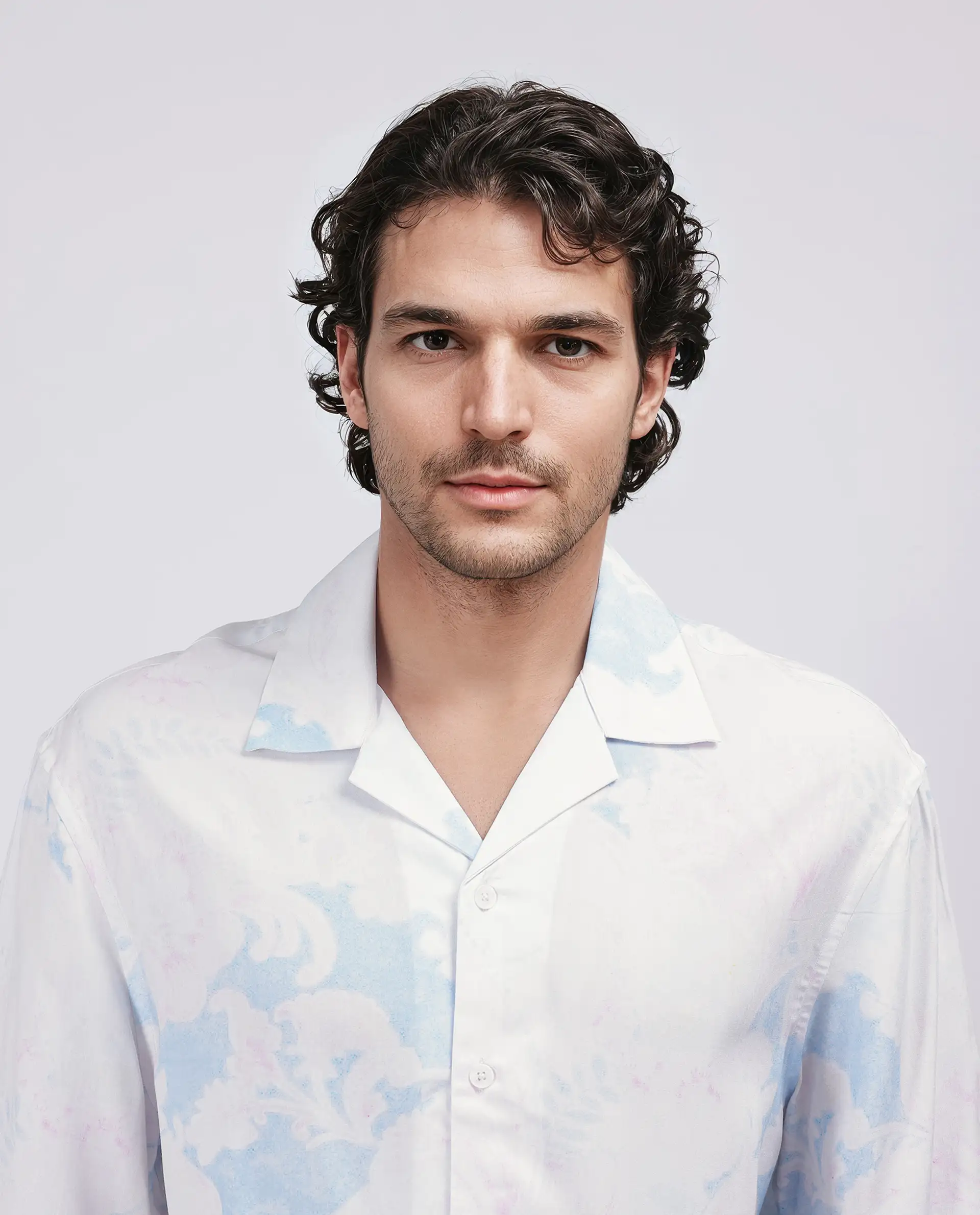 Rare Rabbit Men's Ken White Viscose Abstract Print Boxy Fit Half Sleeve Cuban Collar Shirt - Image 7