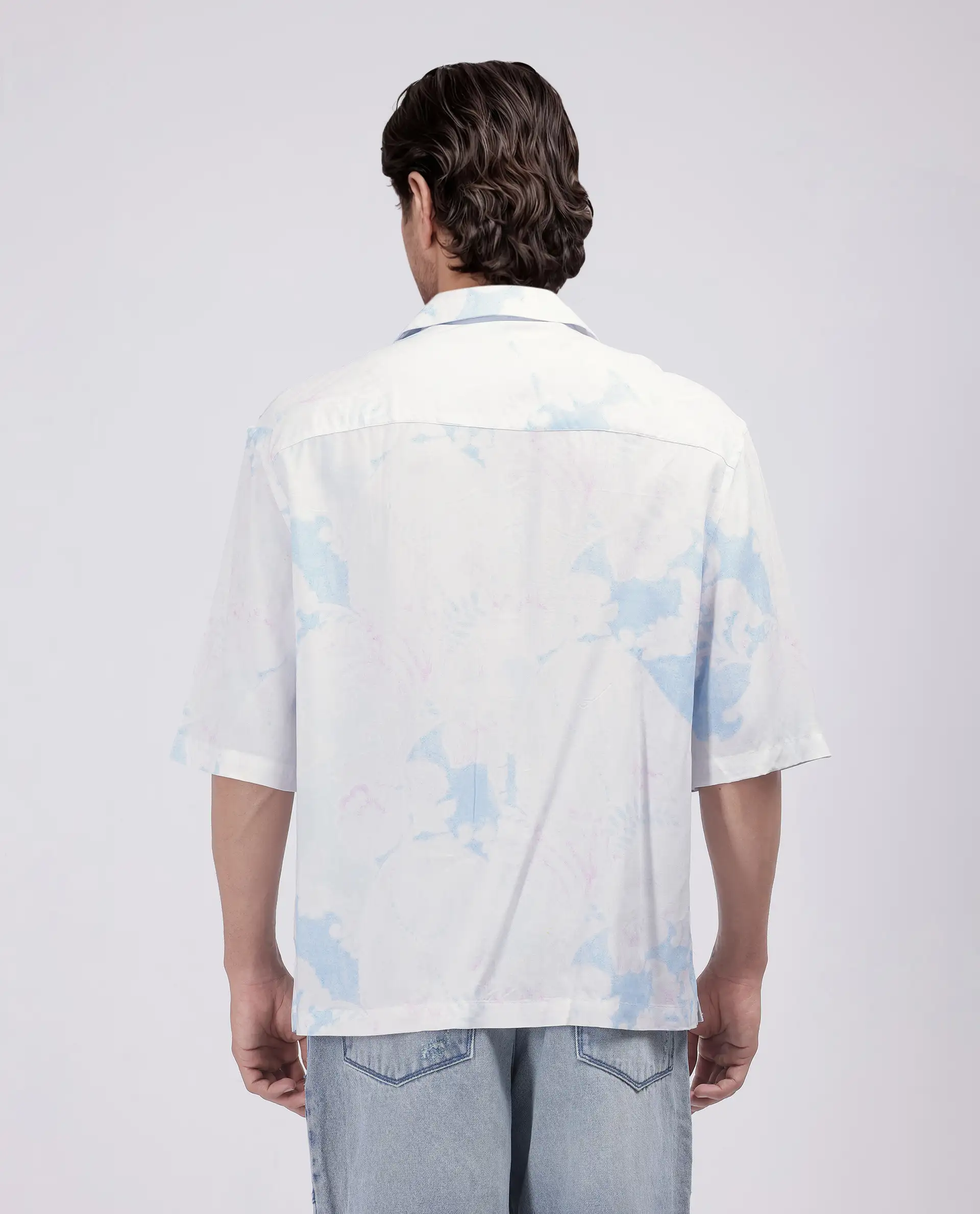 Rare Rabbit Men's Ken White Viscose Abstract Print Boxy Fit Half Sleeve Cuban Collar Shirt - Image 8