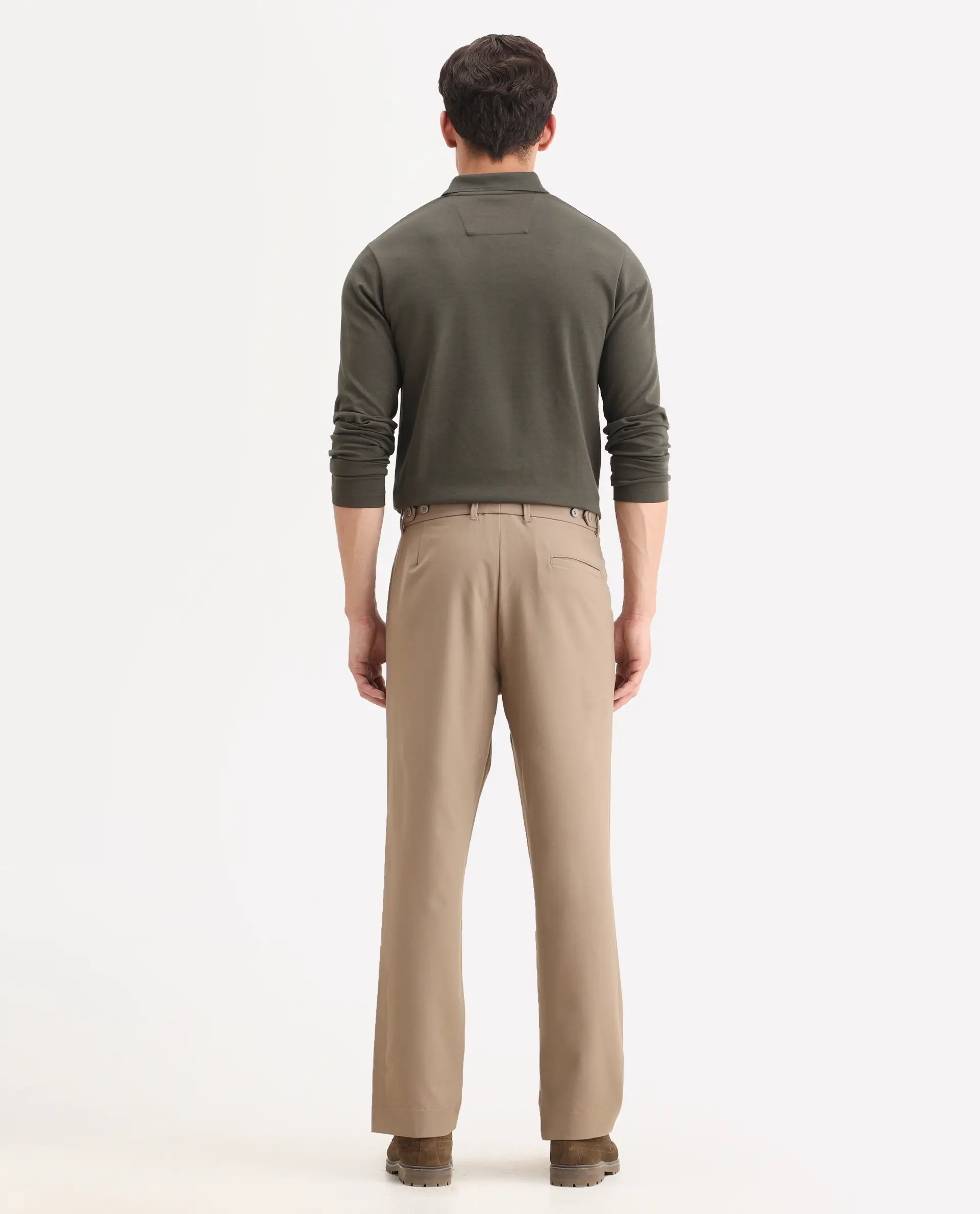 Rare Rabbit Men Kenal Beige Polyester Blend Fabric Button Closure Plain Trouser - Image 9