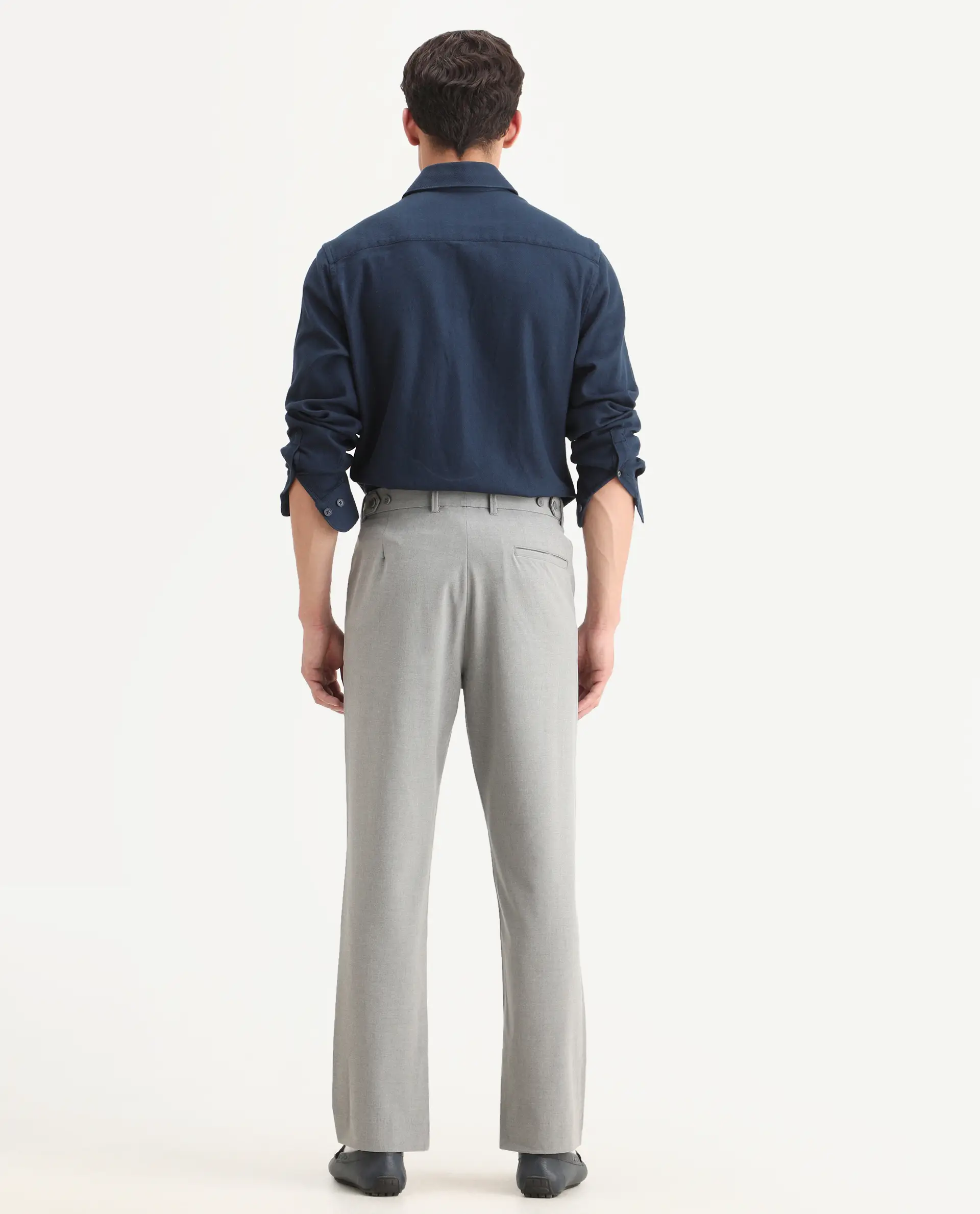 Rare Rabbit Men Kenal Dark Grey Polyester Blend Fabric Button Closure Plain Trouser - Image 8