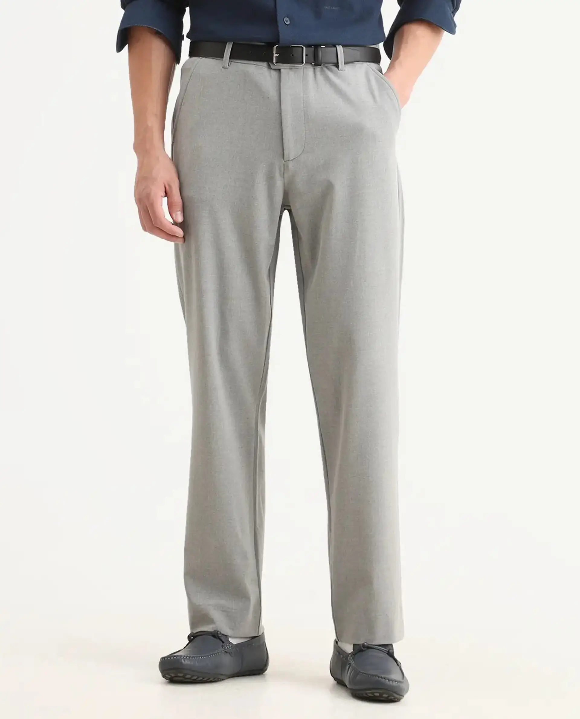 Rare Rabbit Men Kenal Dark Grey Polyester Blend Fabric Button Closure Plain Trouser - Image 9