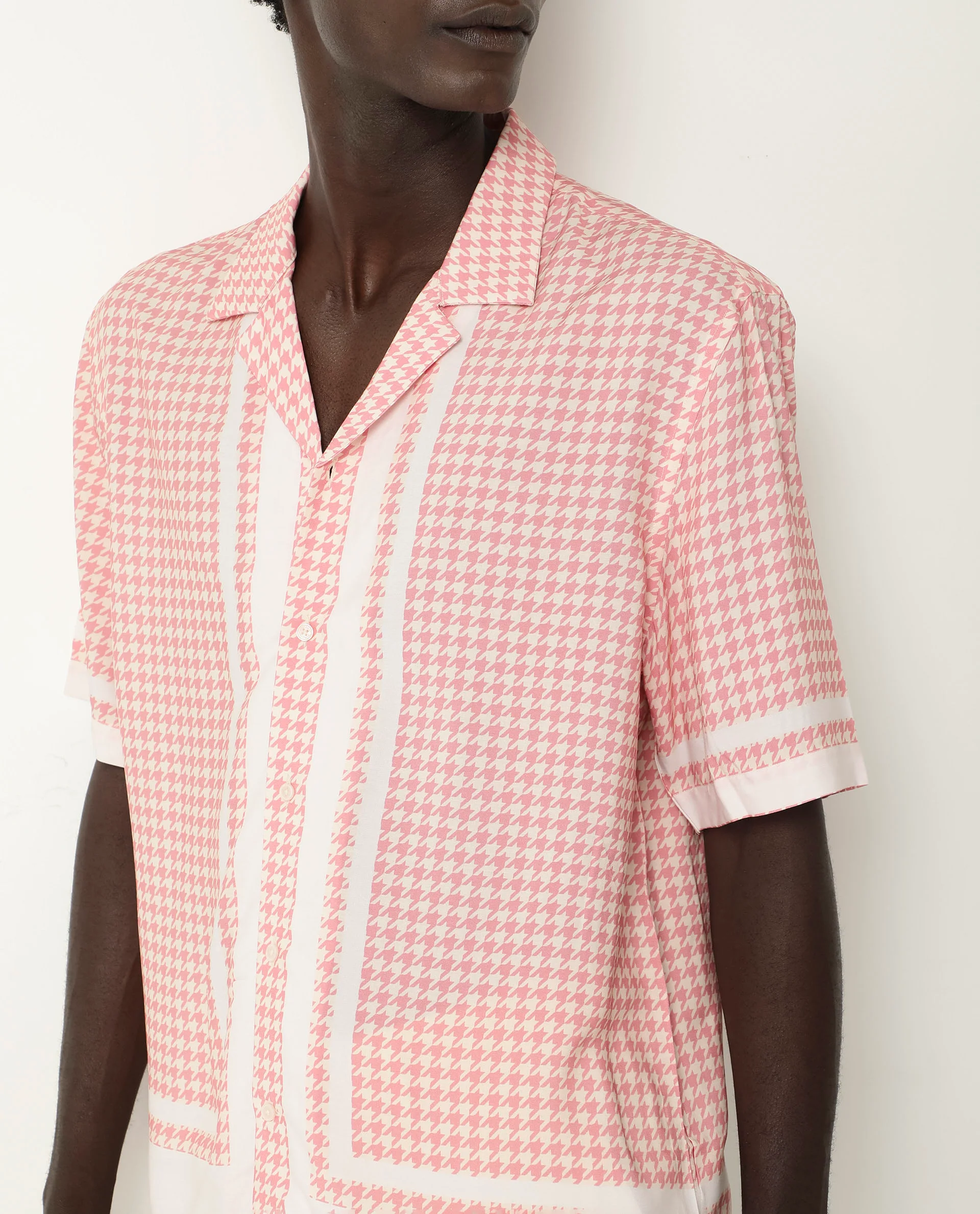 Rare Rabbit Men's Kene Peach Viscose Graphic Print Boxy Fit Half Sleeve Cuban Collar Shirt - Image 3