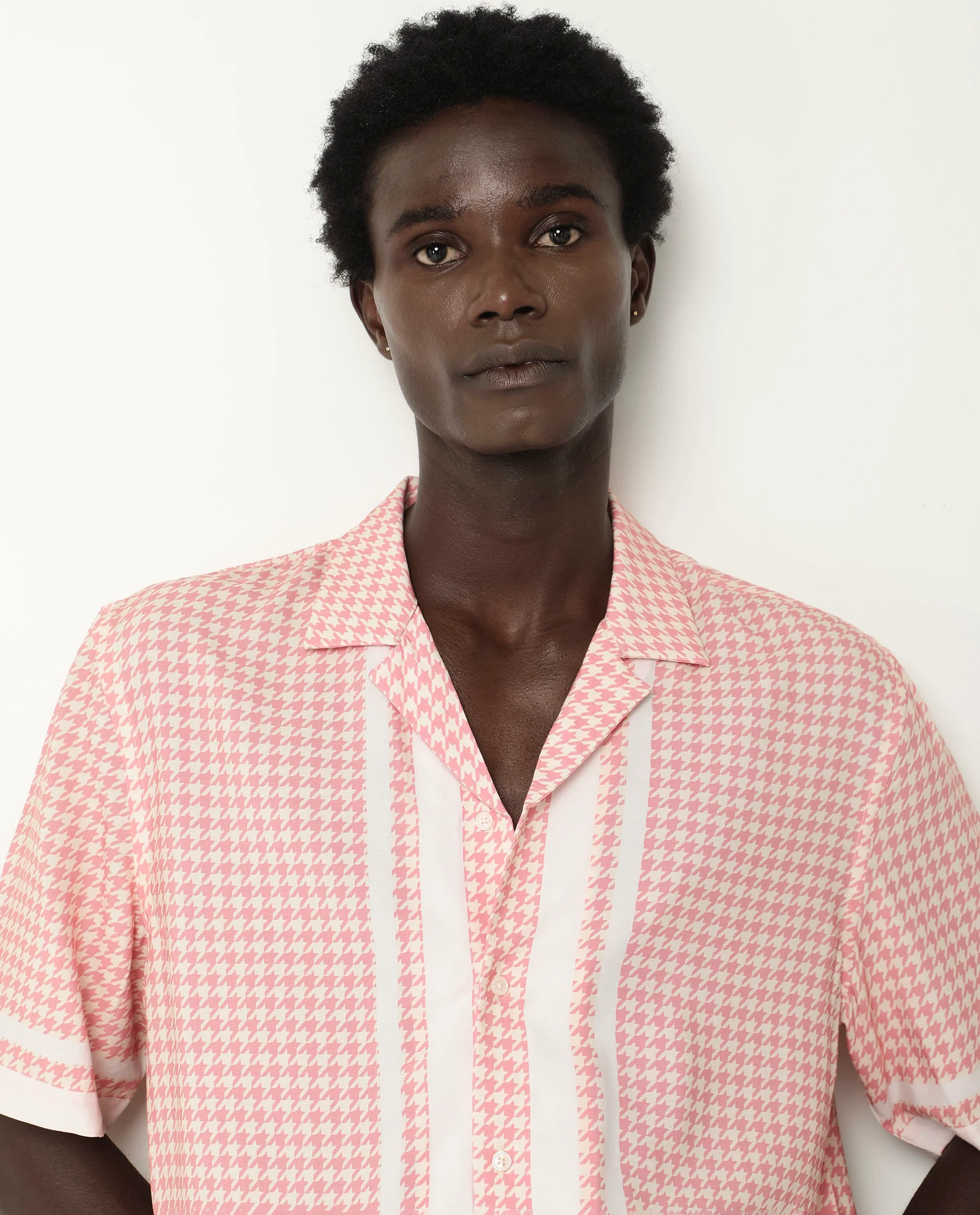 Rare Rabbit Men's Kene Peach Viscose Graphic Print Boxy Fit Half Sleeve Cuban Collar Shirt - Image 5