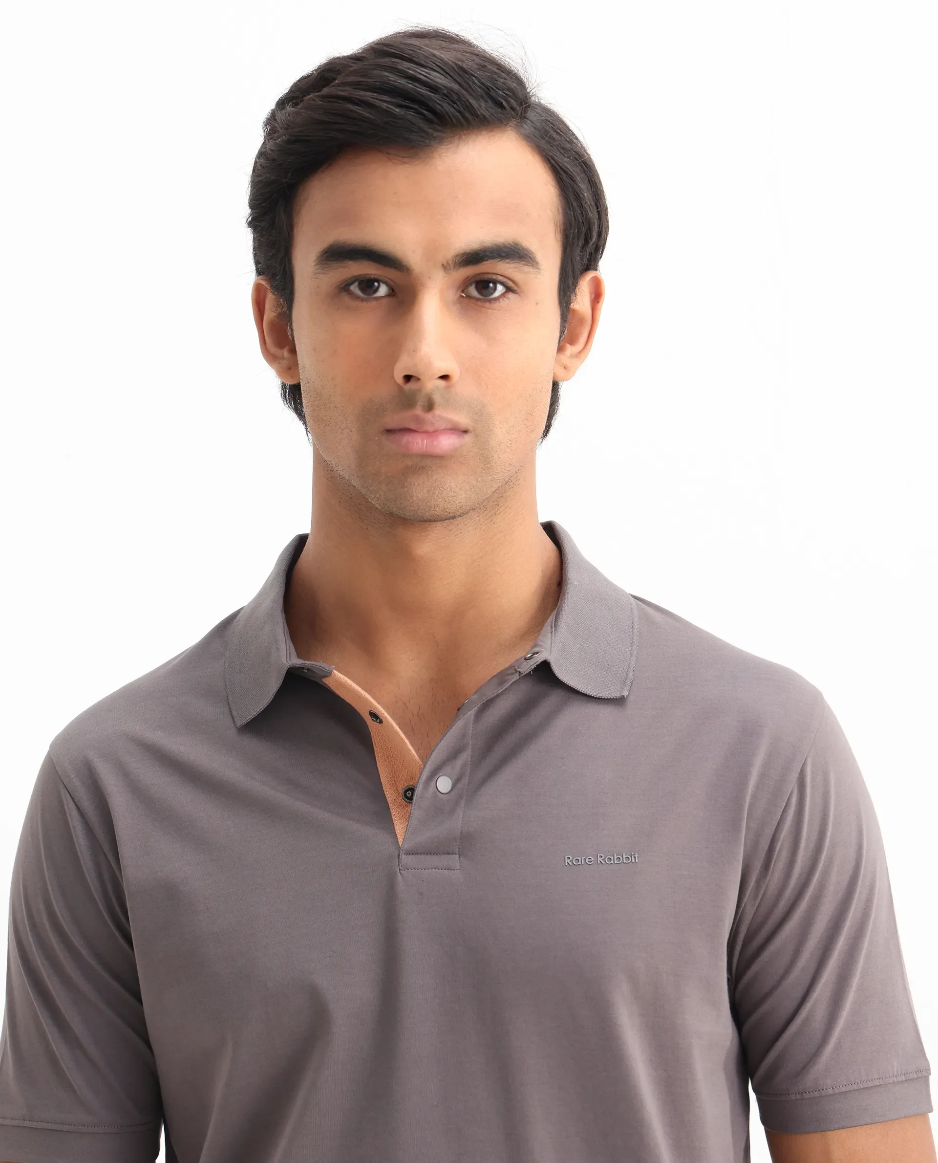 Rare Rabbit Men's Keneth Dusky Purple Cotton Plain Regular Fit Half Sleeve Polo - Image 4