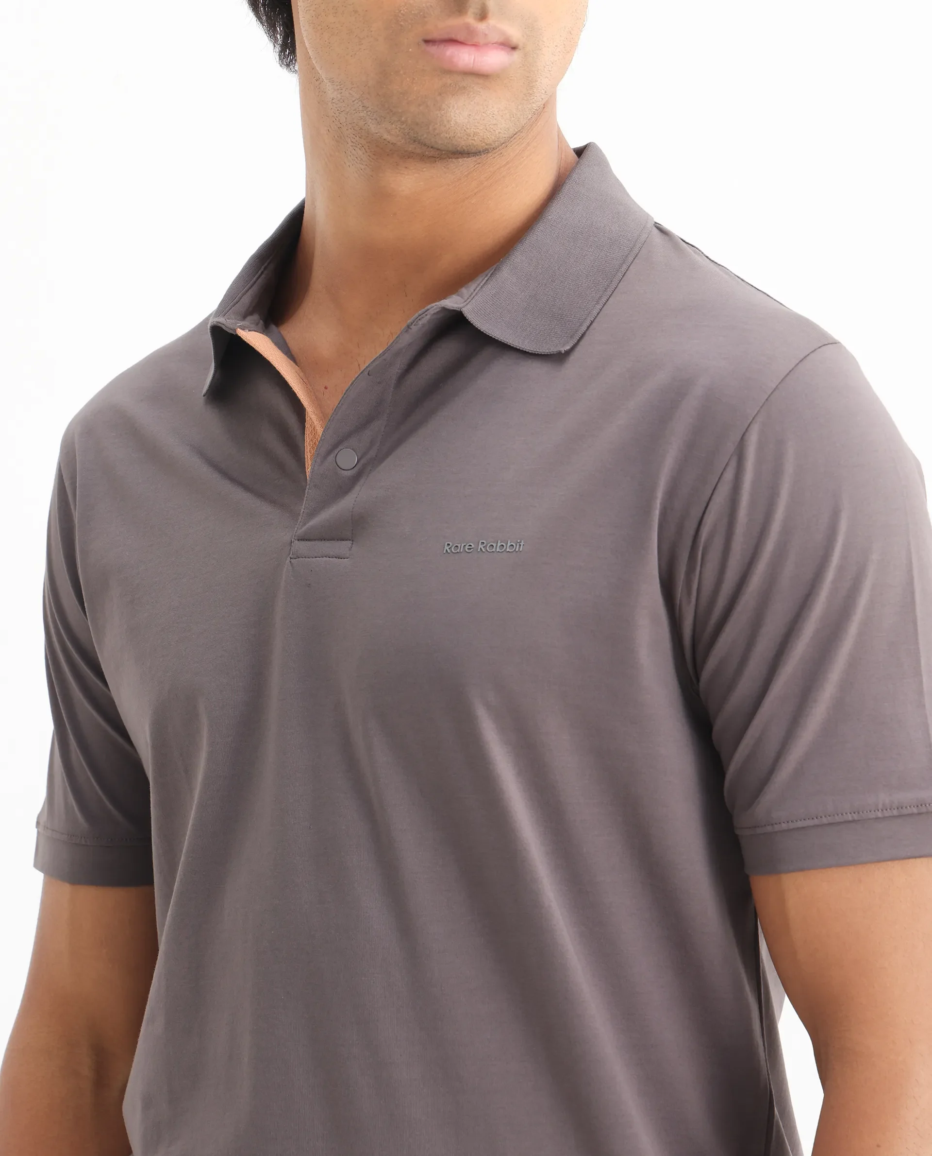 Rare Rabbit Men's Keneth Dusky Purple Cotton Plain Regular Fit Half Sleeve Polo - Image 5