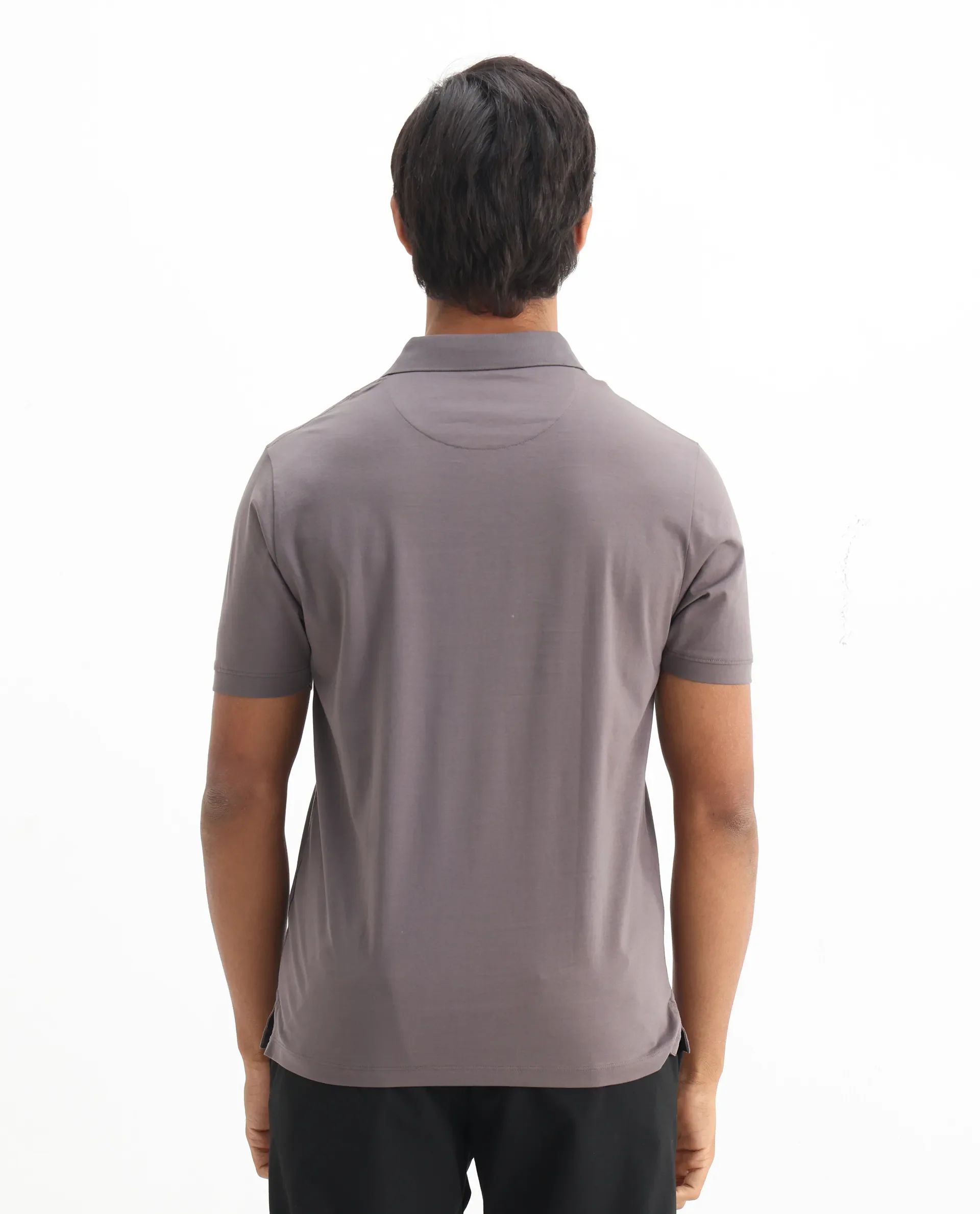 Rare Rabbit Men's Keneth Dusky Purple Cotton Plain Regular Fit Half Sleeve Polo - Image 6