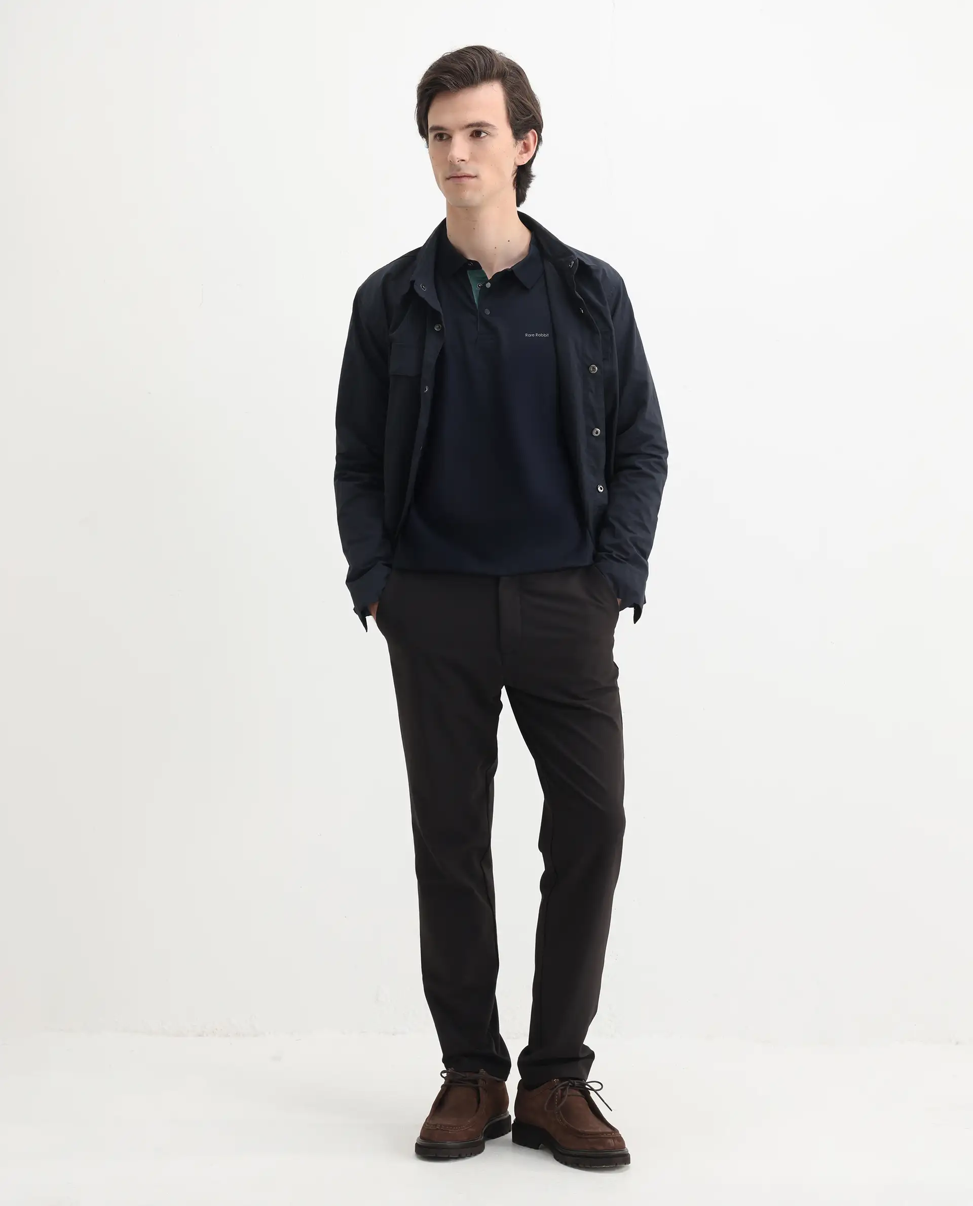 Rare Rabbit Men's Keneth Navy Cotton Plain Regular Fit Half Sleeve Polo - Image 2