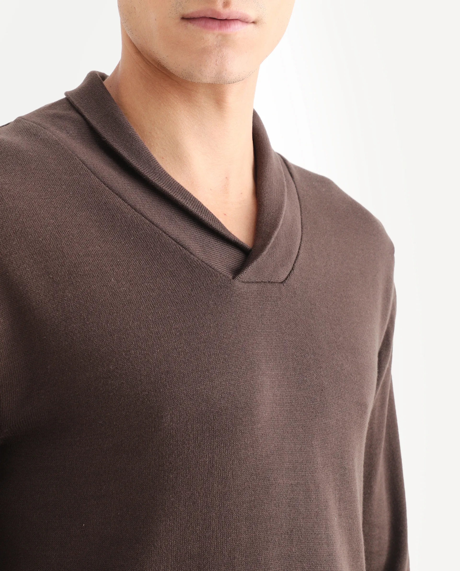Rare Rabbit Men's Kenlay Brown Cotton Blend Plain Regular Fit Full Sleeve High Neck Sweater - Image 3