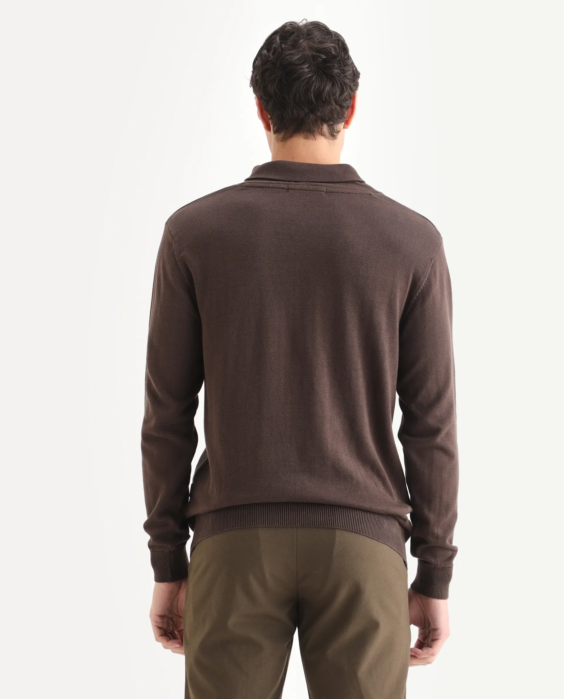 Rare Rabbit Men's Kenlay Brown Cotton Blend Plain Regular Fit Full Sleeve High Neck Sweater - Image 7