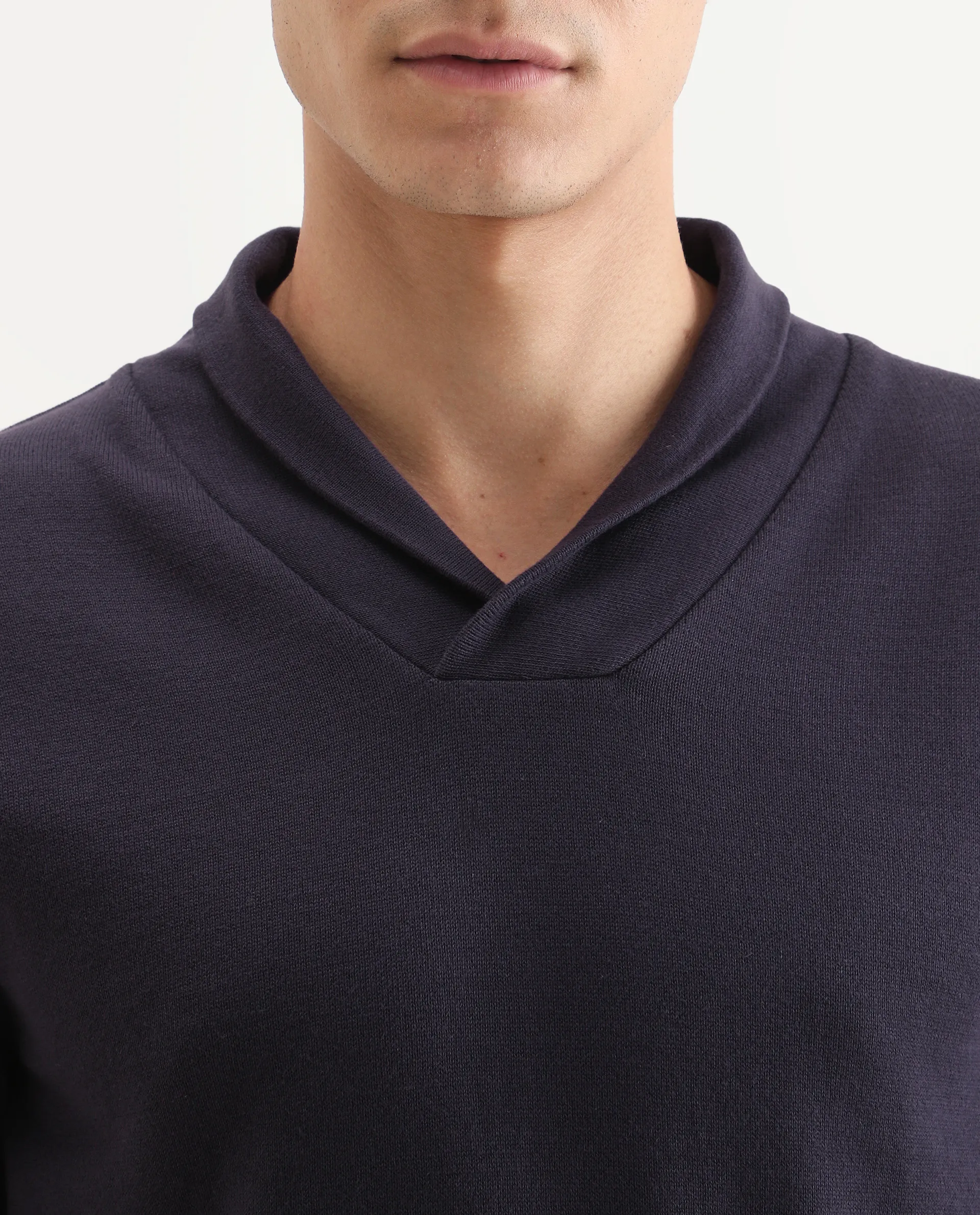 Rare Rabbit Men's Kenlay Dark Purple Cotton Blend Plain Regular Fit Full Sleeve High Neck Sweater - Image 4