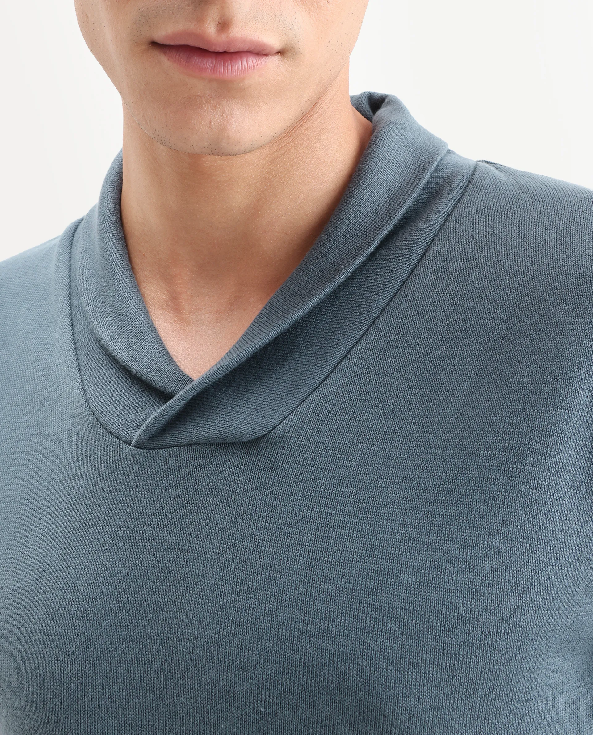 Rare Rabbit Men's Kenlay Dusky Turq Cotton Blend Plain Regular Fit Full Sleeve High Neck Sweater - Image 3