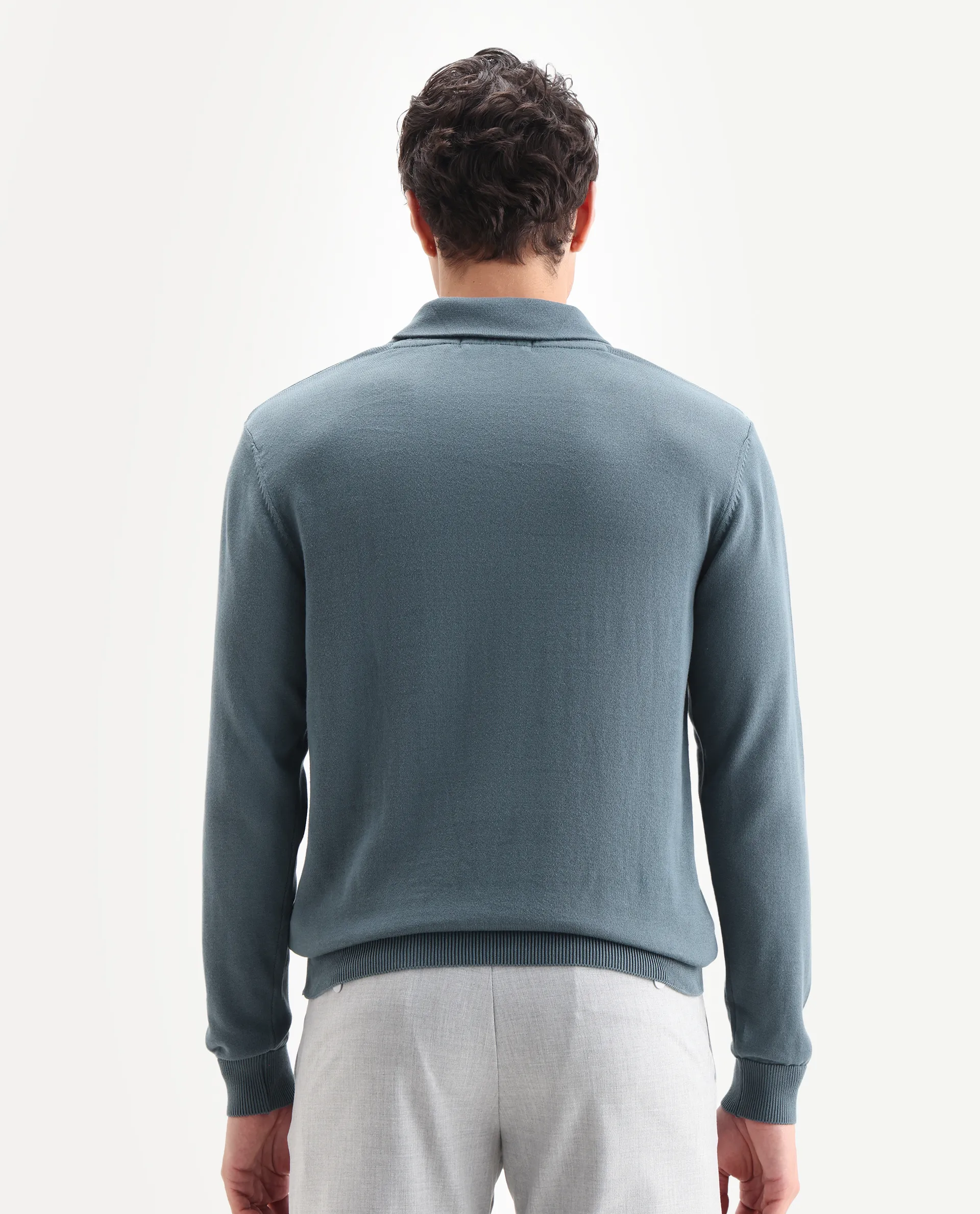 Rare Rabbit Men's Kenlay Dusky Turq Cotton Blend Plain Regular Fit Full Sleeve High Neck Sweater - Image 7
