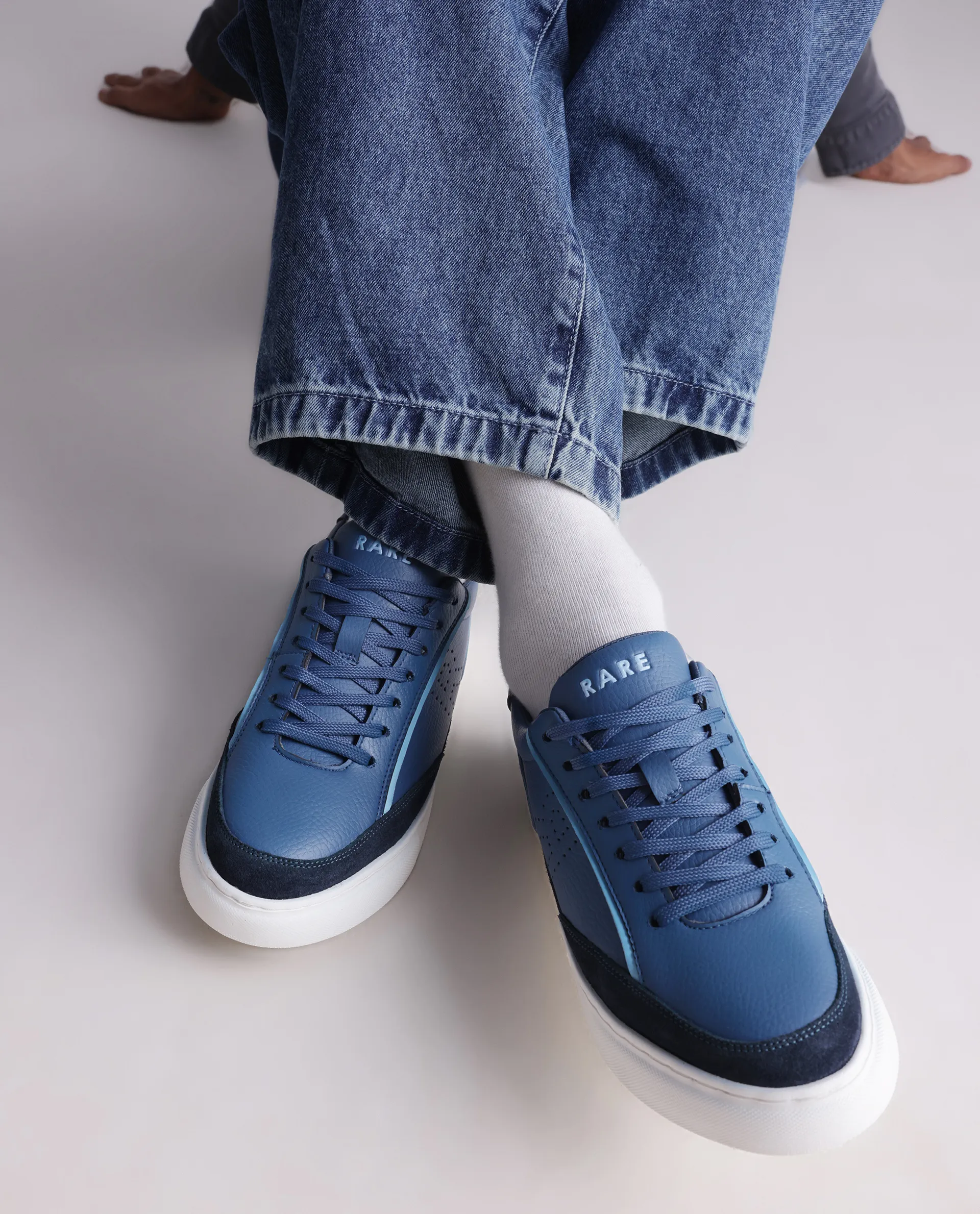 Rare Rabbit Men's Kennen Blue Micro Fiber Causal Sneaker - Image 2