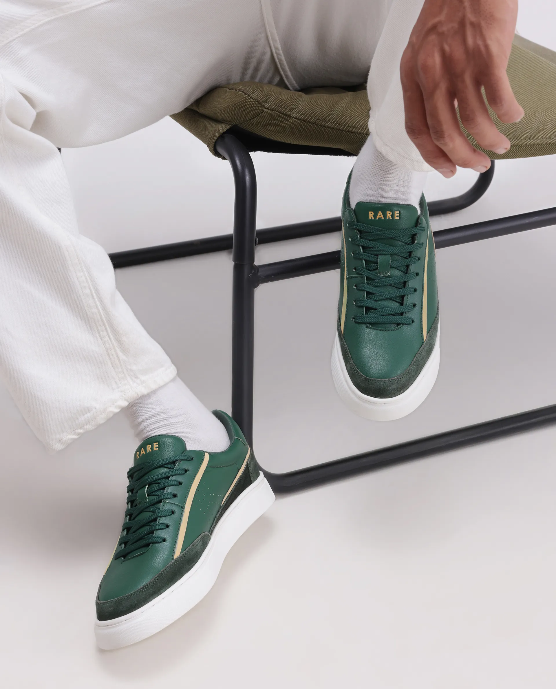 Rare Rabbit Men's Kennen Dark Green Micro Fiber Causal Sneaker - Image 2