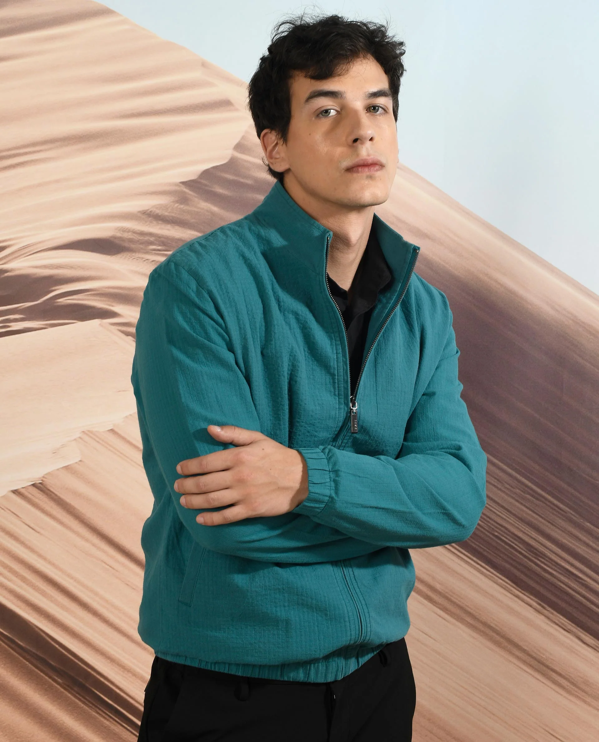 Rare Rabbit Men's Kenny Green Polyester Plain Regular Fit Full Sleeve High Neck Jacket - Image 7