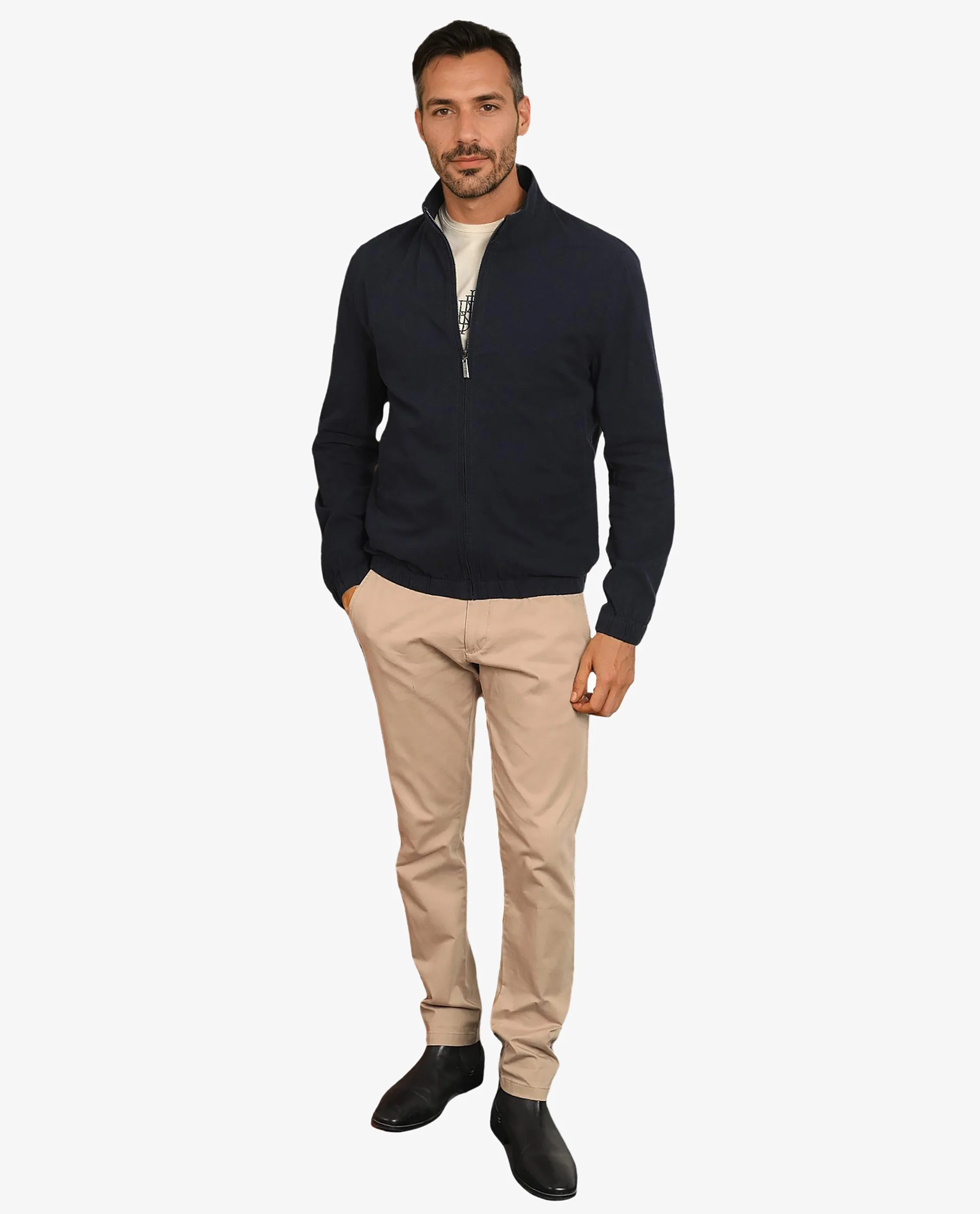 Rare Rabbit Men's Kenny Navy Polyester Plain Regular Fit Full Sleeve High Neck Jacket - Image 3