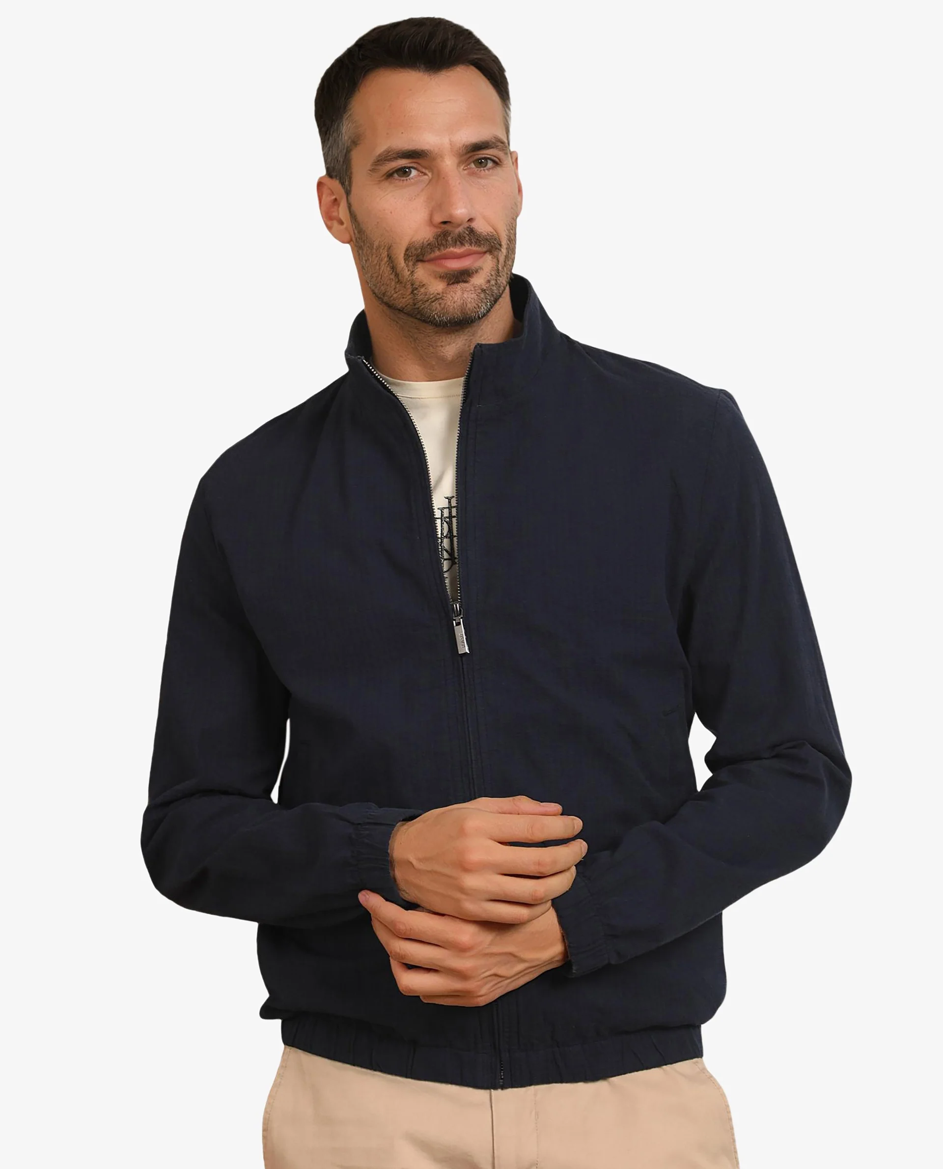 Rare Rabbit Men's Kenny Navy Polyester Plain Regular Fit Full Sleeve High Neck Jacket - Image 6
