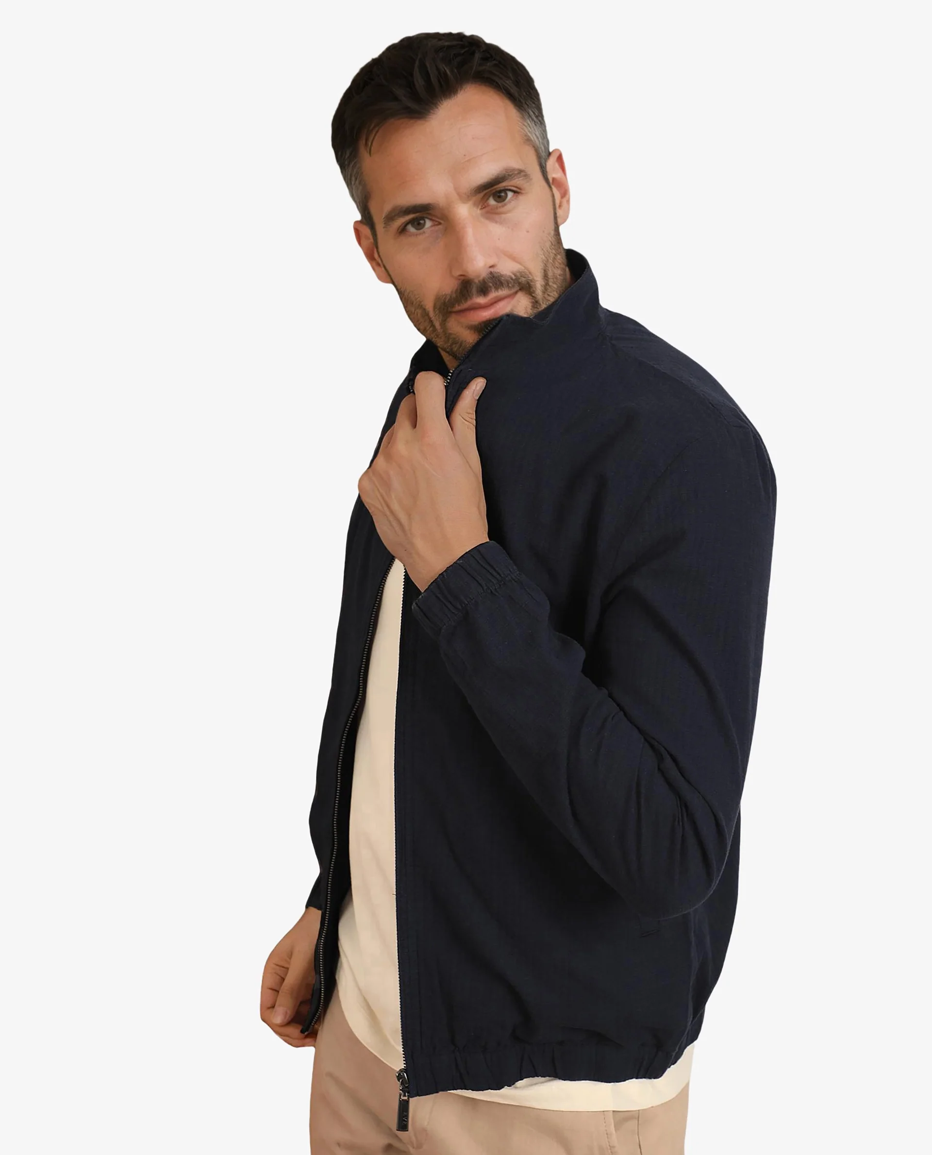 Rare Rabbit Men's Kenny Navy Polyester Plain Regular Fit Full Sleeve High Neck Jacket - Image 9