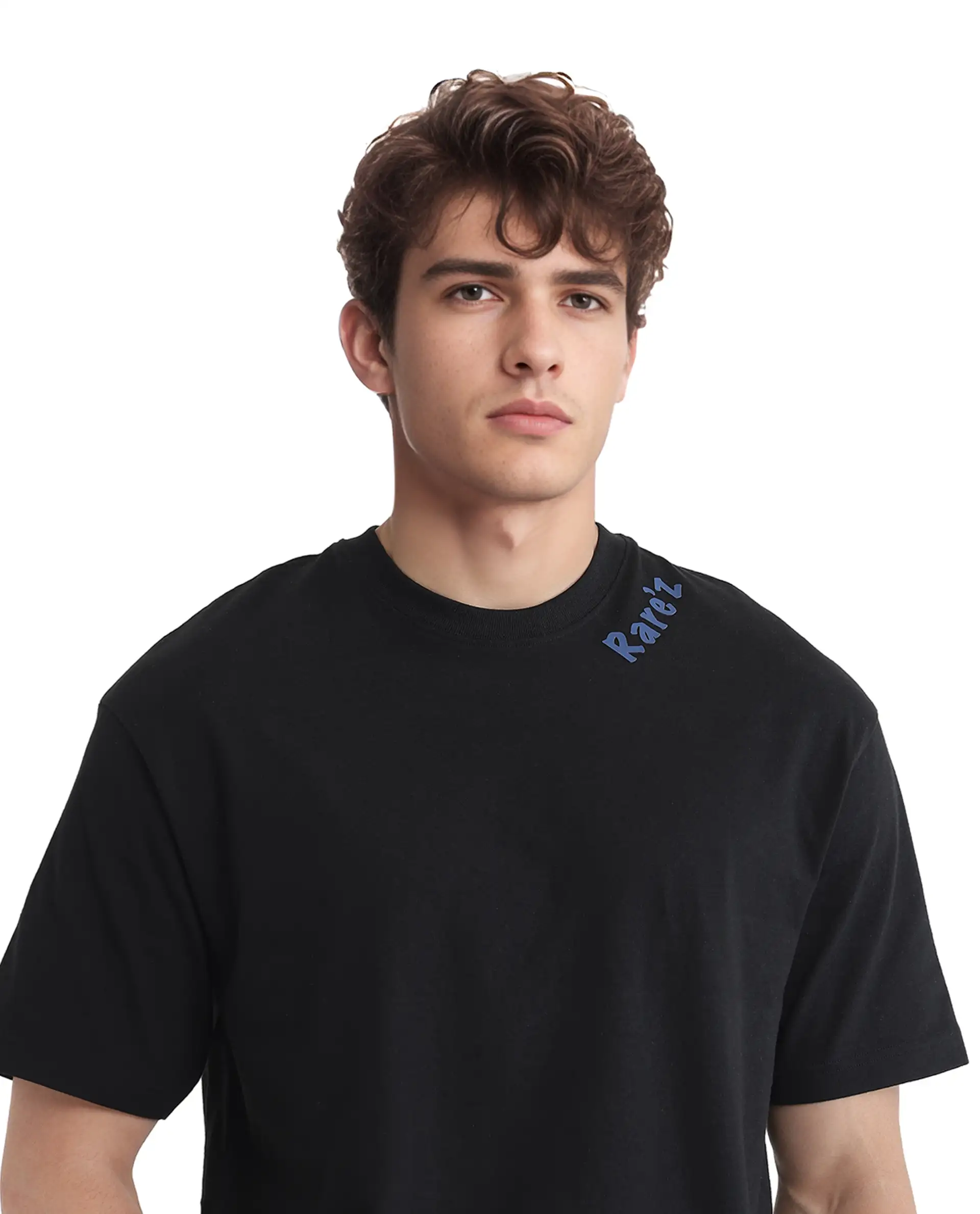 Rare Rabbit Men's Kent Black Cotton Graphic Print Oversized Fit Half Sleeve Crew Neck T-Shirt - Image 6