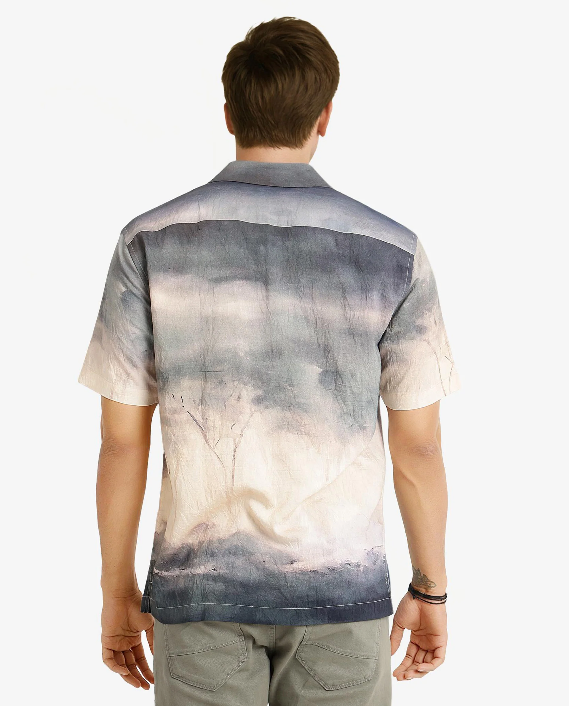 Rare Rabbit Men's Kenya Dusky Green Viscose Animal Print Boxy Fit Half Sleeve Cuban Collar Shirt - Image 6