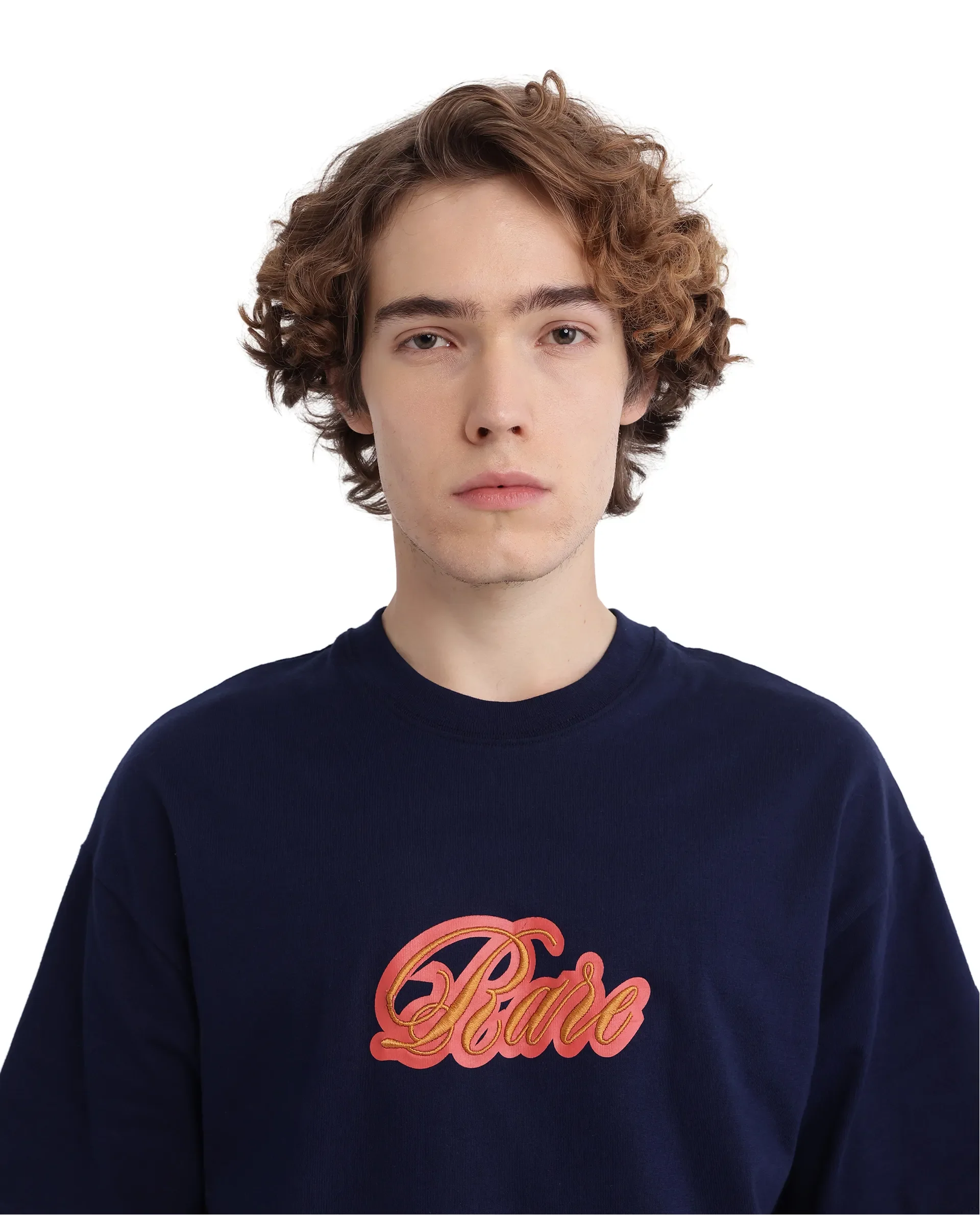 Rare Rabbit Men's Kenzo-25 Navy Cotton Embroidered Oversized Fit Half Sleeve Crew Neck T-Shirt - Image 9