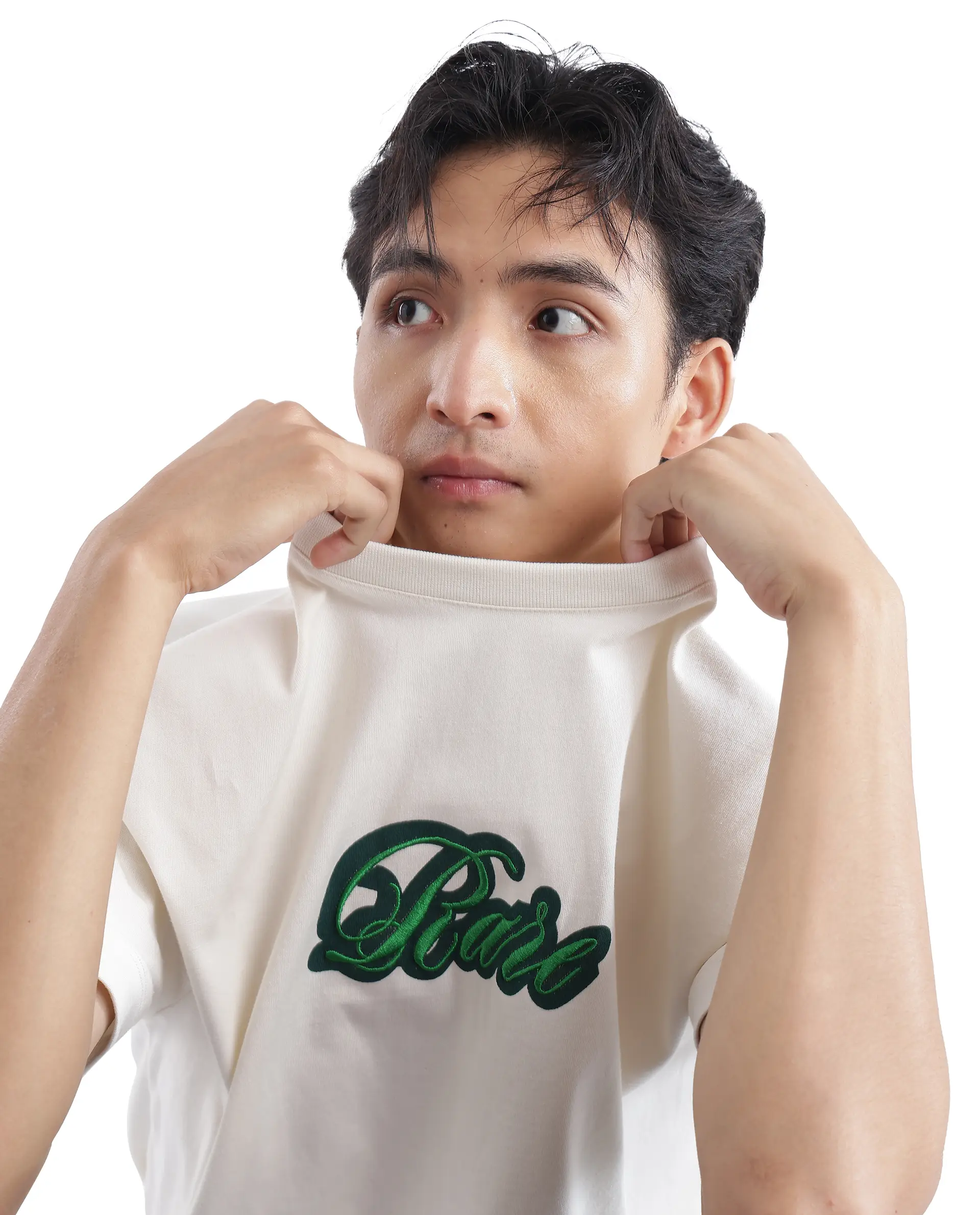 Rare Rabbit Men's Kenzo Off White Cotton Embroidered Oversized Fit Half Sleeve Crew Neck T-Shirt - Image 2