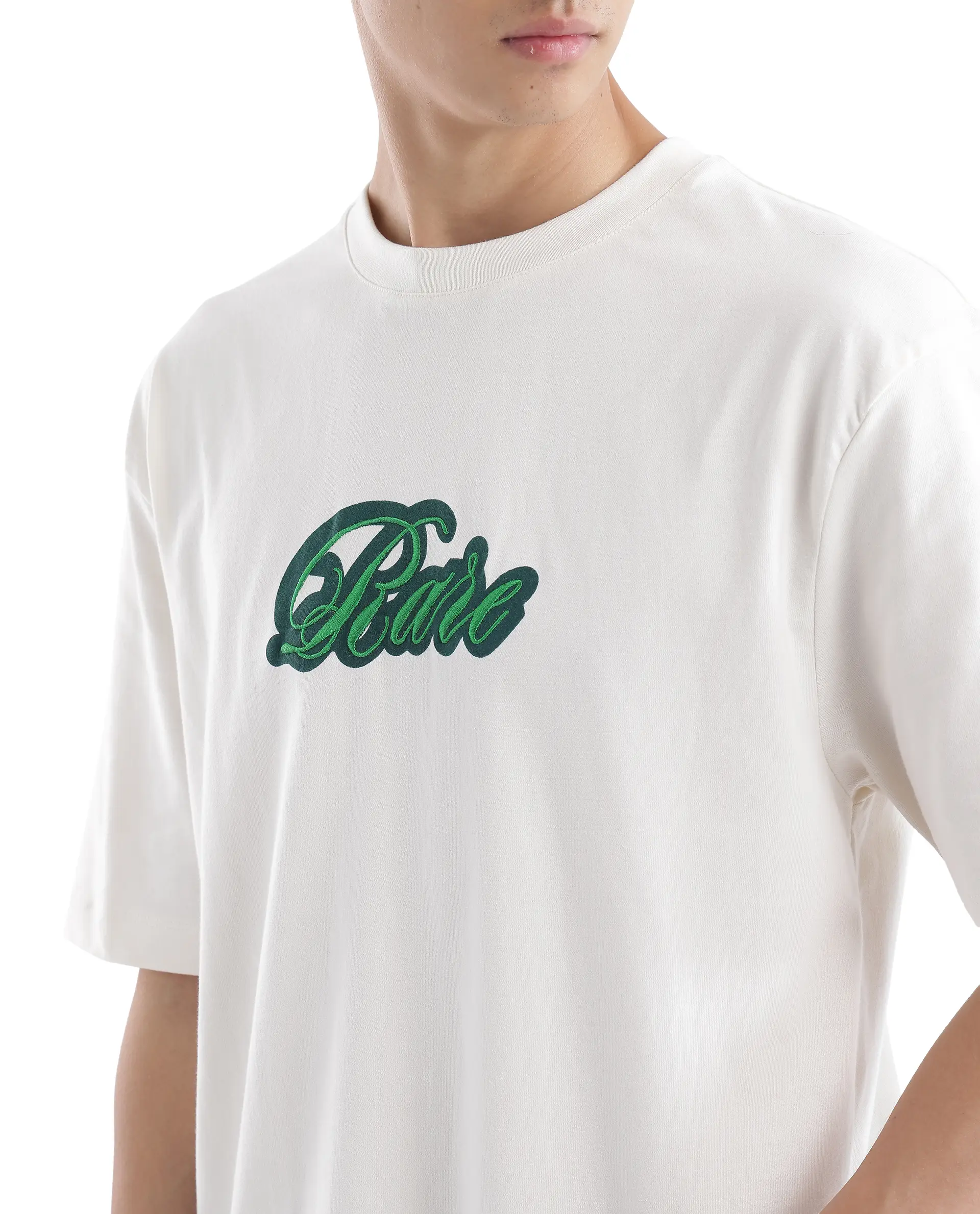 Rare Rabbit Men's Kenzo Off White Cotton Embroidered Oversized Fit Half Sleeve Crew Neck T-Shirt - Image 8