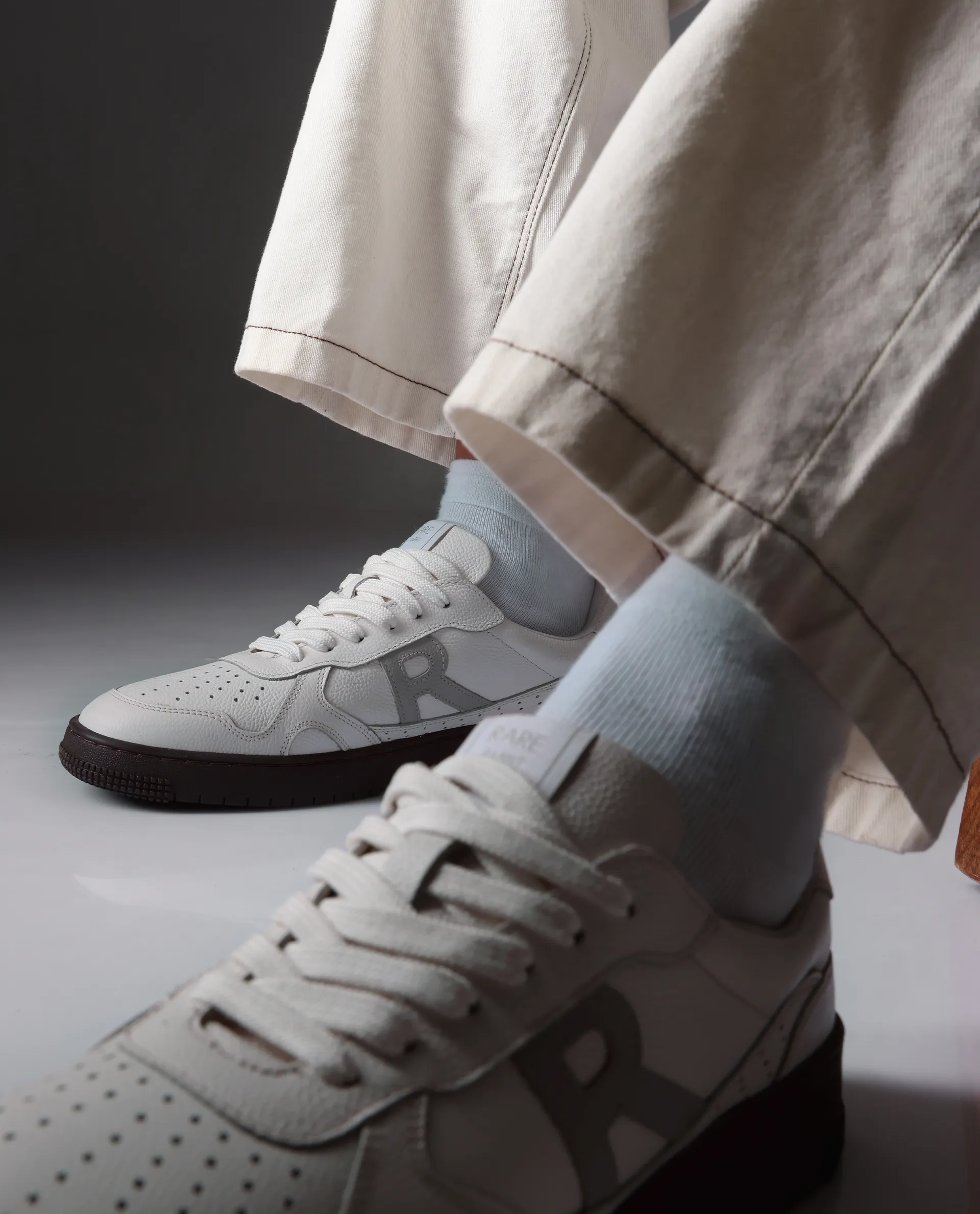 Rare Rabbit Men's Kepler Light Grey Genuine Leather Low-Top Lace-Up Sneaker Shoes - Image 2