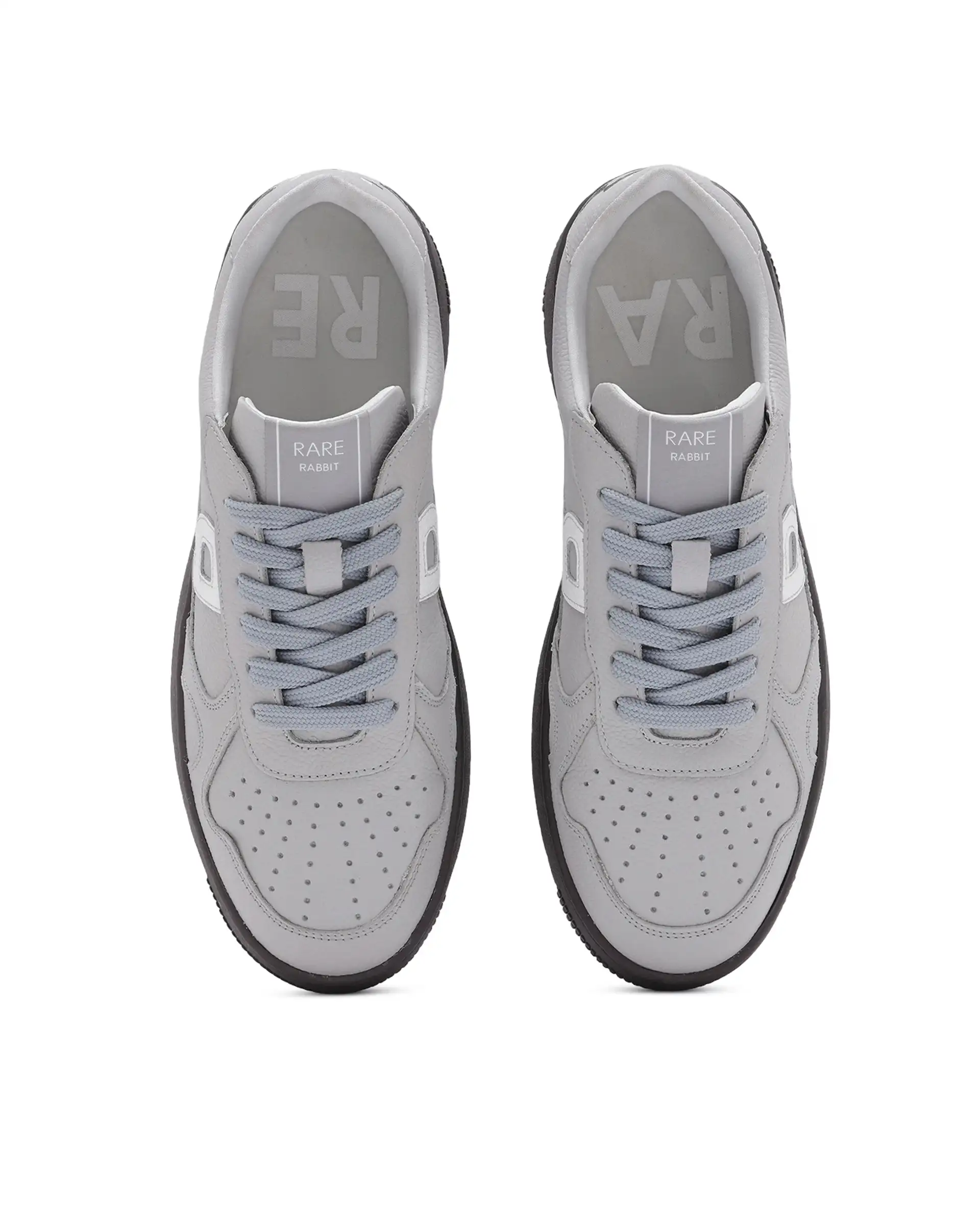 Rare Rabbit Men's Kepler Light Grey Genuine Leather Low-Top Lace-Up Sneaker Shoes - Image 9