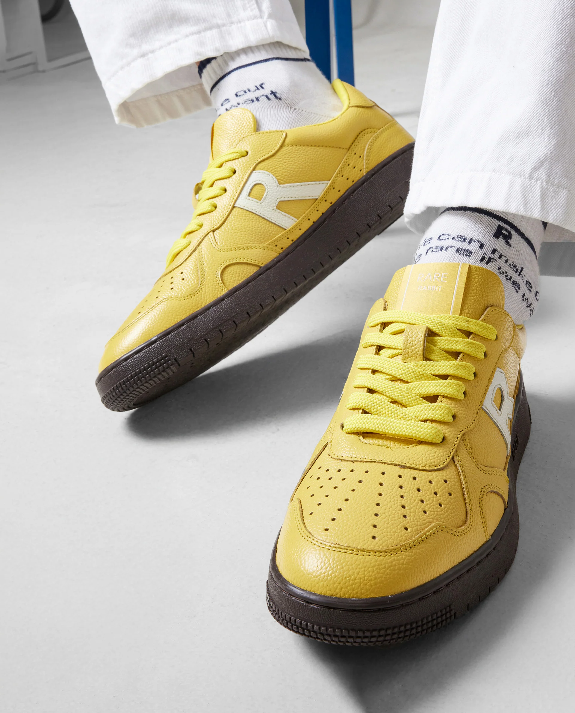 Rare Rabbit Men's Kepler Yellow Genuine Leather Low-Top Lace-Up Sneaker Shoes - Image 2