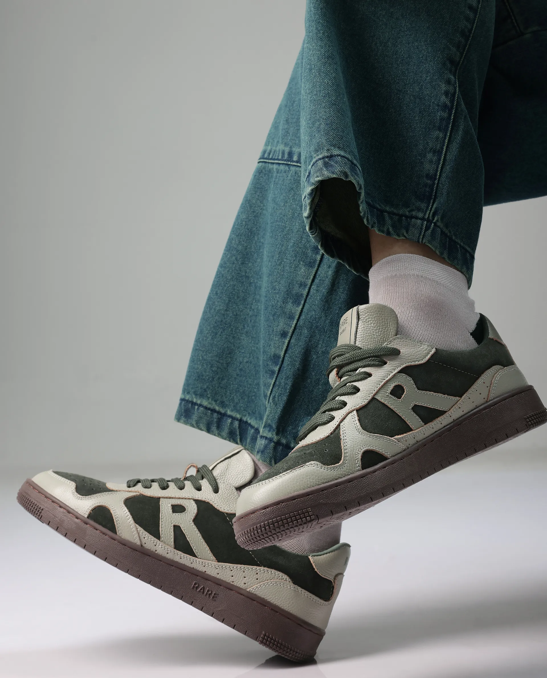 Rare Rabbit Men's Kepler Pro Dark Green Genuine Leather Low-Top Lace-Up Sneaker Shoes - Image 2