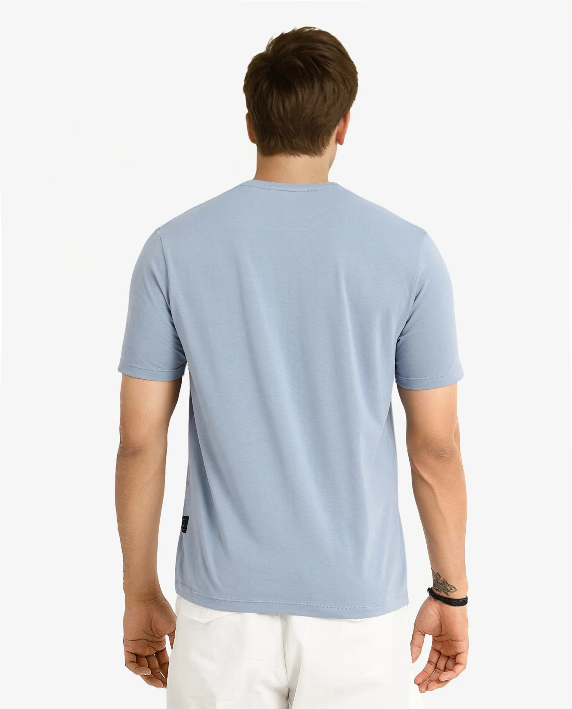 Rare Rabbit Men's Ker Blue Cotton Blend Graphic Print Regular Fit Half Sleeve Crew Neck T-Shirt - Image 6