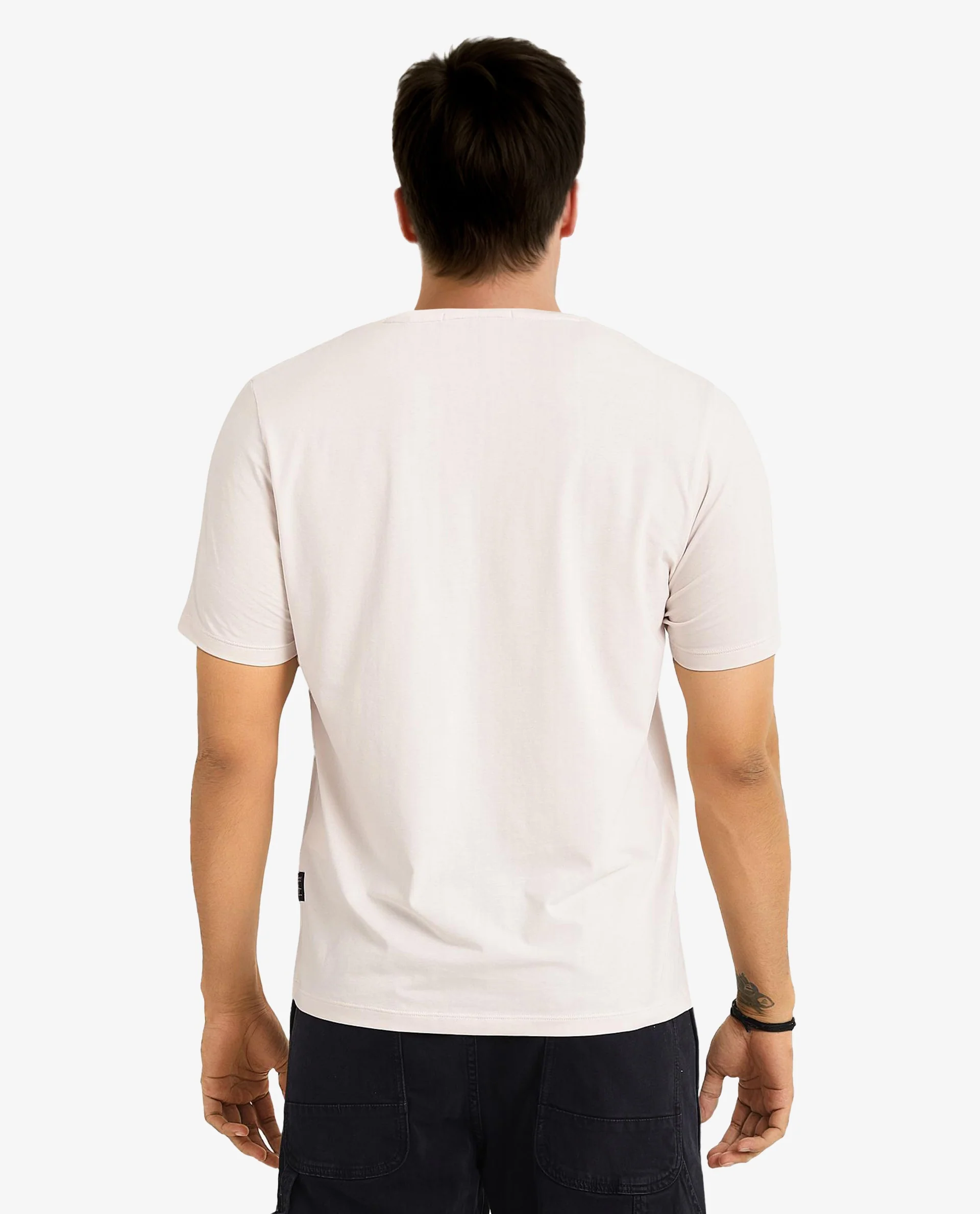 Rare Rabbit Men's Ker Light Pink Cotton Blend Graphic Print Regular Fit Half Sleeve Crew Neck T-Shirt - Image 6
