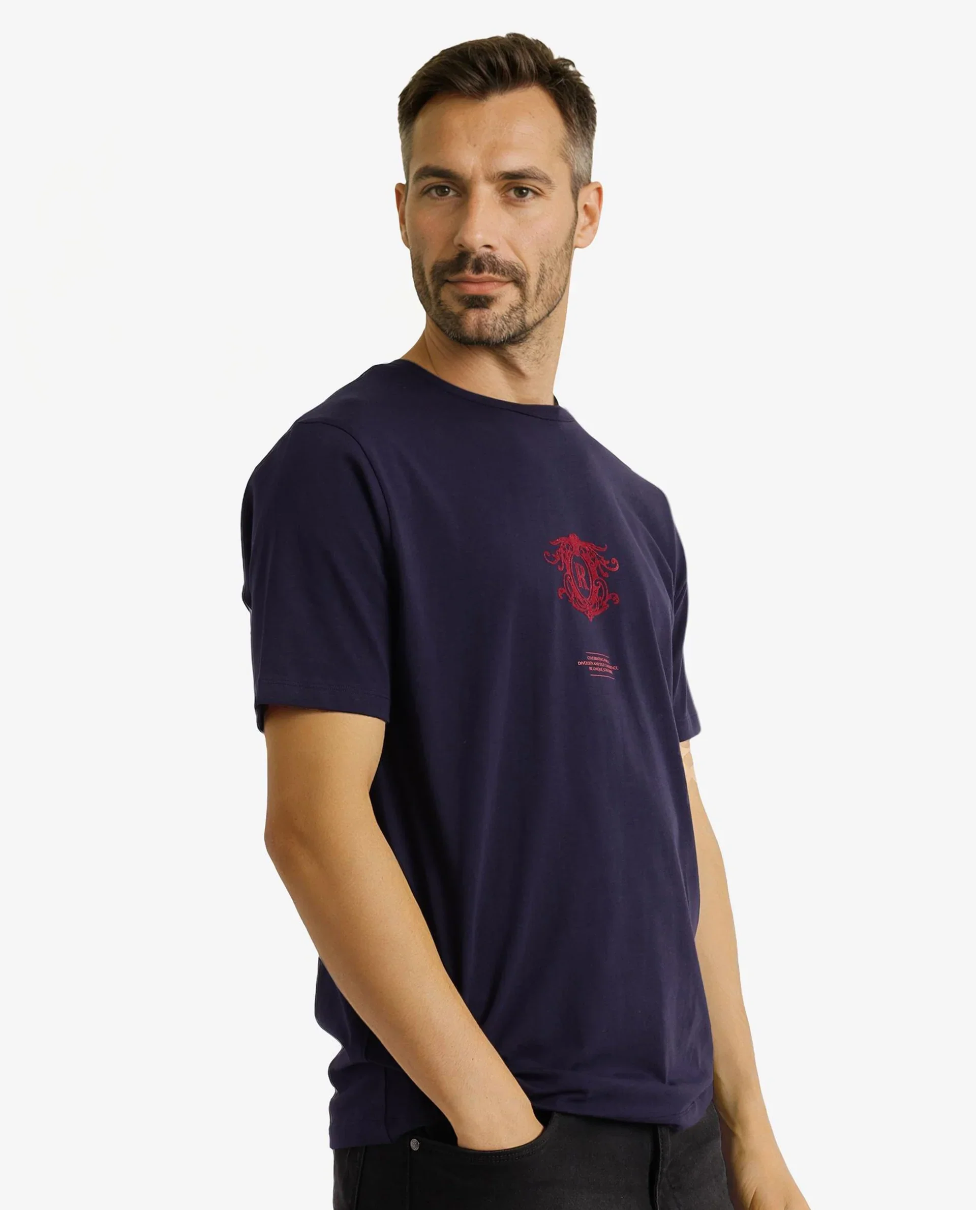 Rare Rabbit Men's Graphic Print Regular Fit Half Sleeve Crew Neck T-Shirt - Image 7