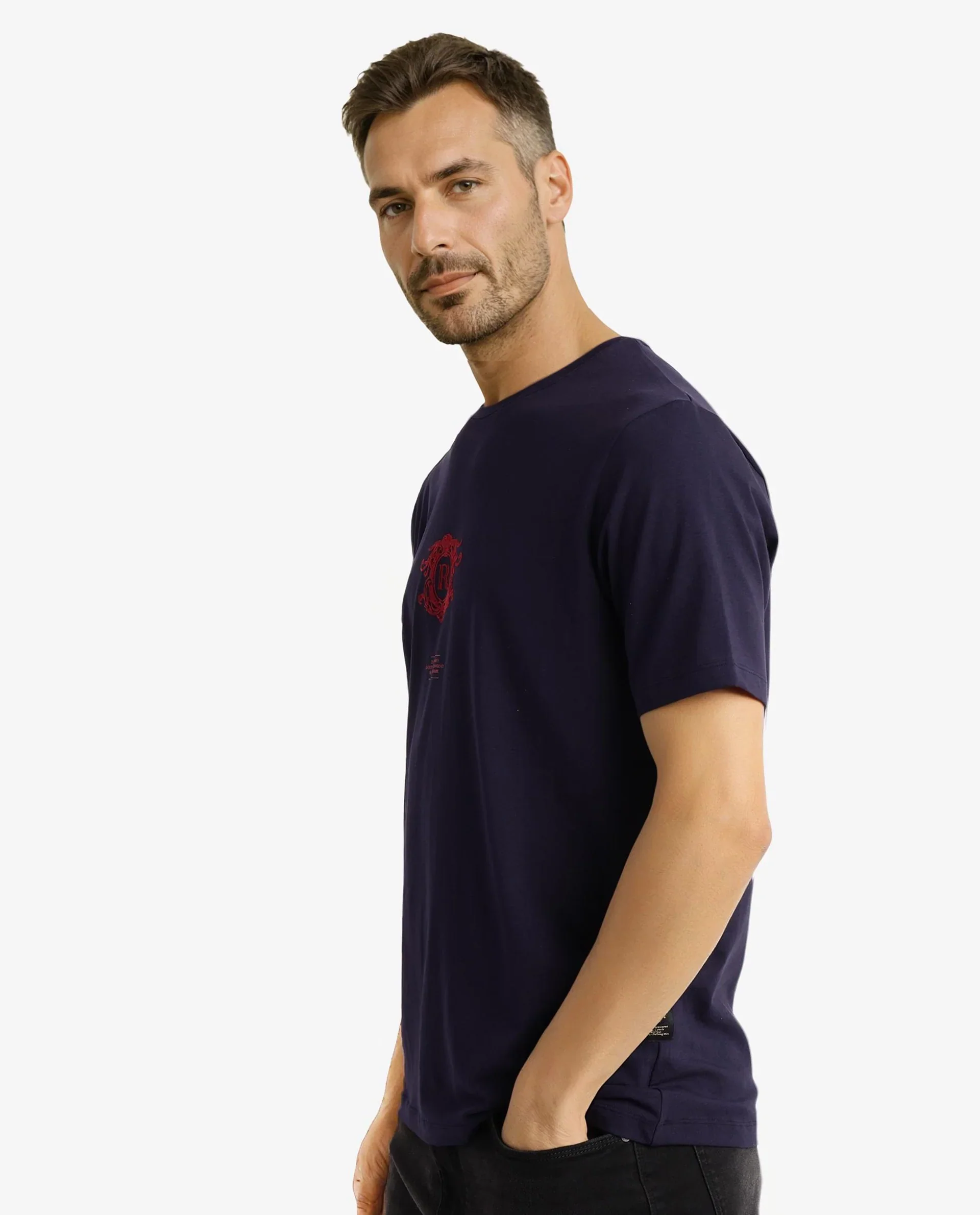 Rare Rabbit Men's Graphic Print Regular Fit Half Sleeve Crew Neck T-Shirt - Image 8