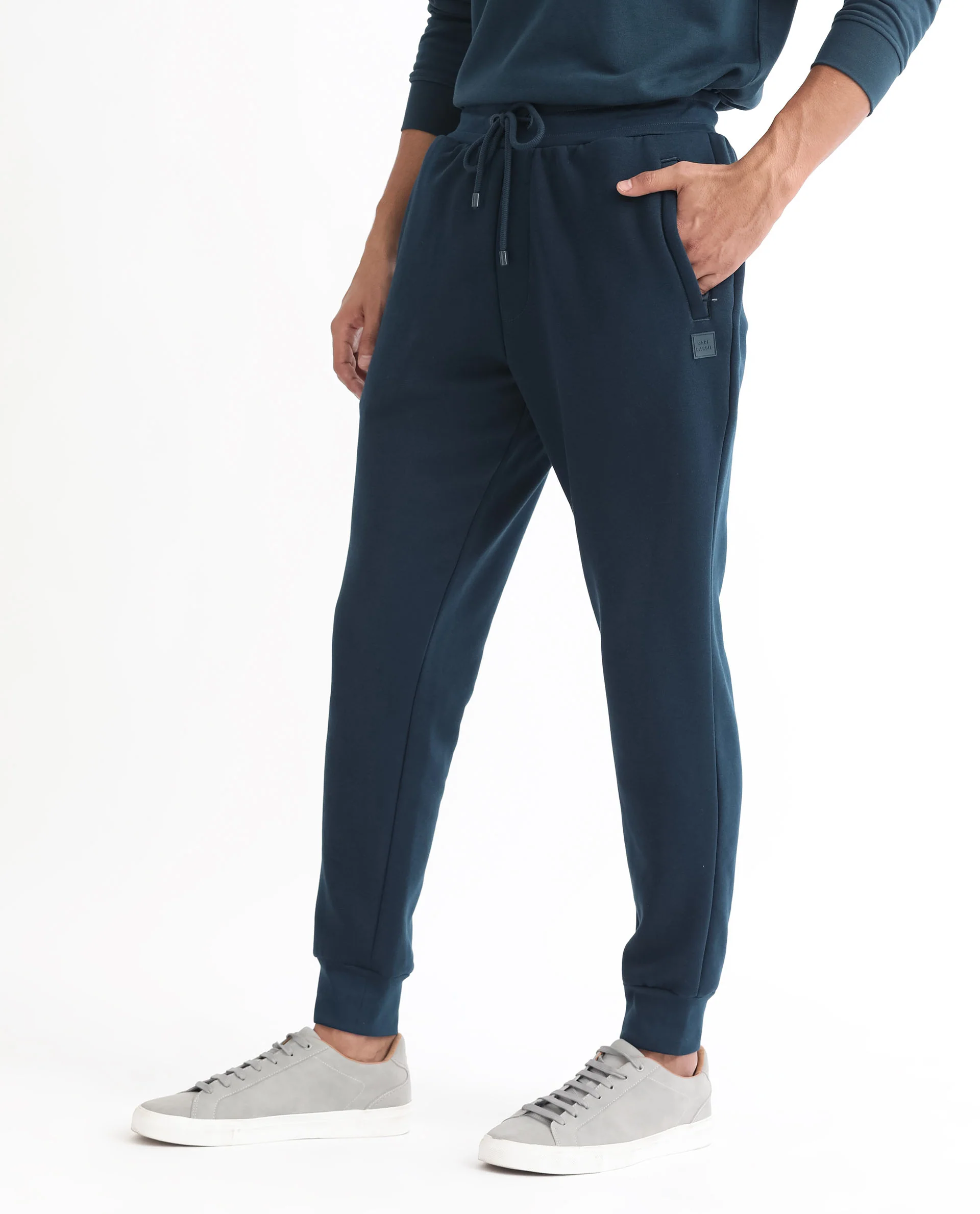 Rare Rabbit Men's Kerry Teal Cotton Plain Regular Fit Joggers - Image 5