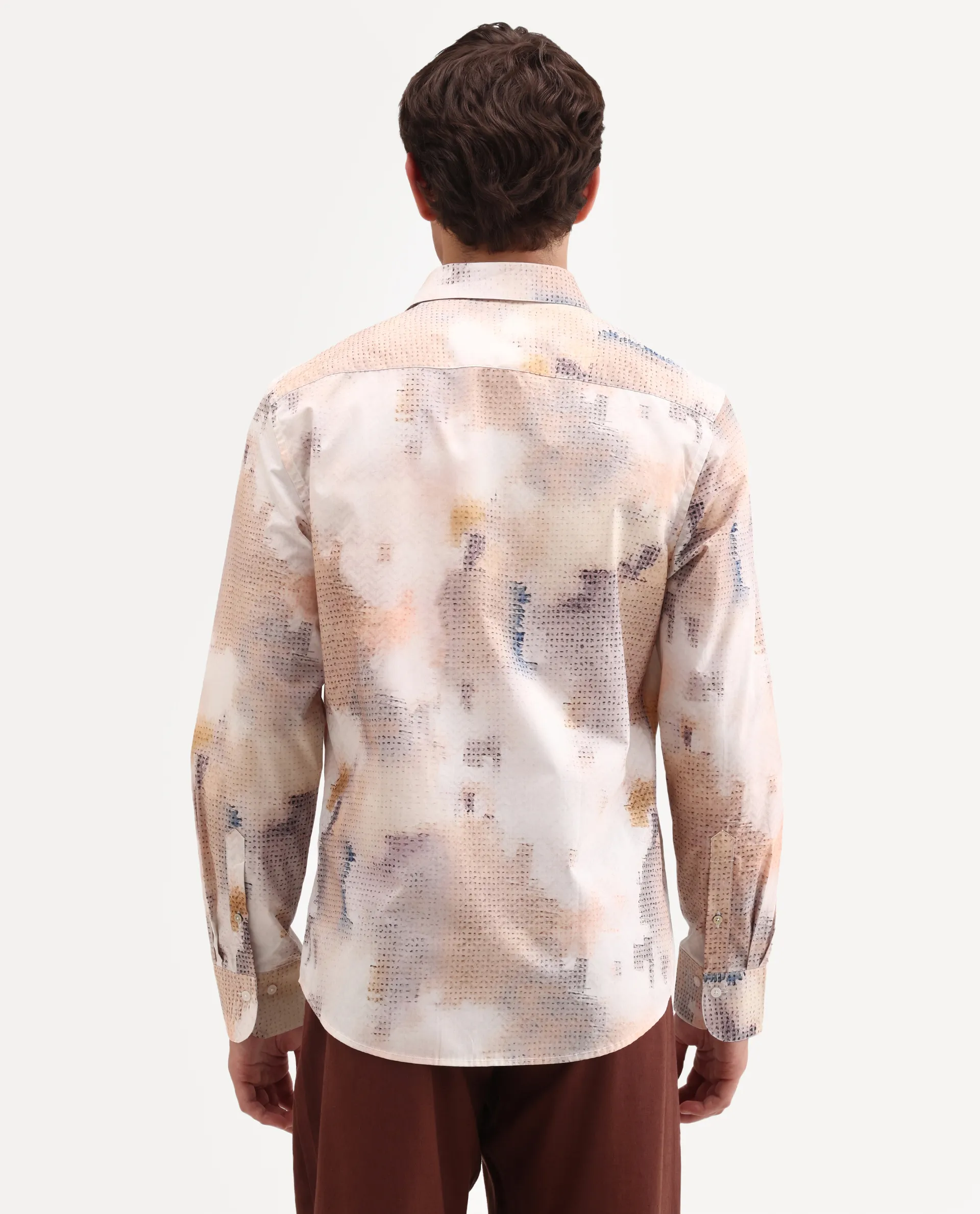 Rare Rabbit Men's Kesp Off White Cotton Fabric Full Sleeve Regular Fit Abstract Print Shirt - Image 7