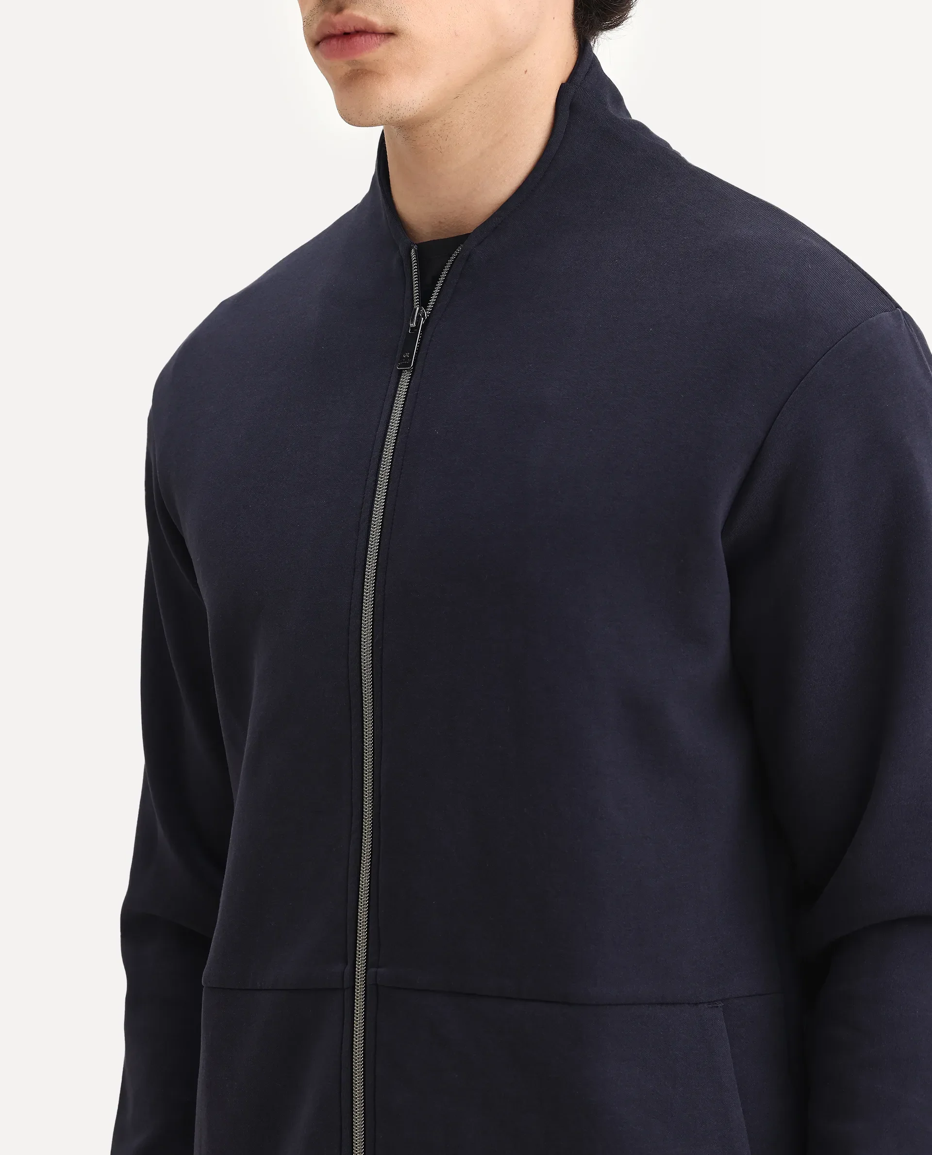 Rare Rabbit Men's Cotton Blend Plain Regular Fit Full Sleeve High Neck Sweatshirt - Image 3