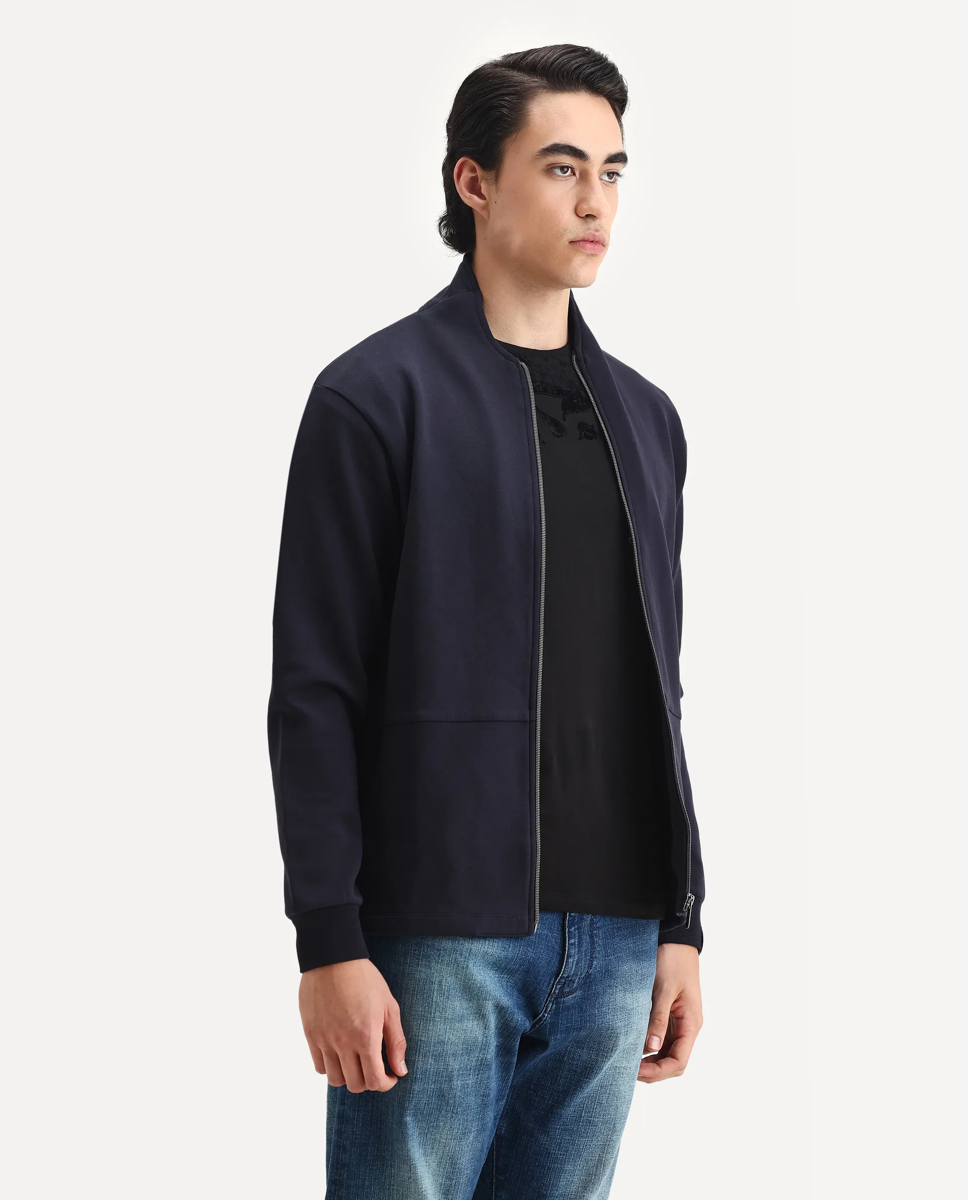 Rare Rabbit Men's Cotton Blend Plain Regular Fit Full Sleeve High Neck Sweatshirt - Image 5